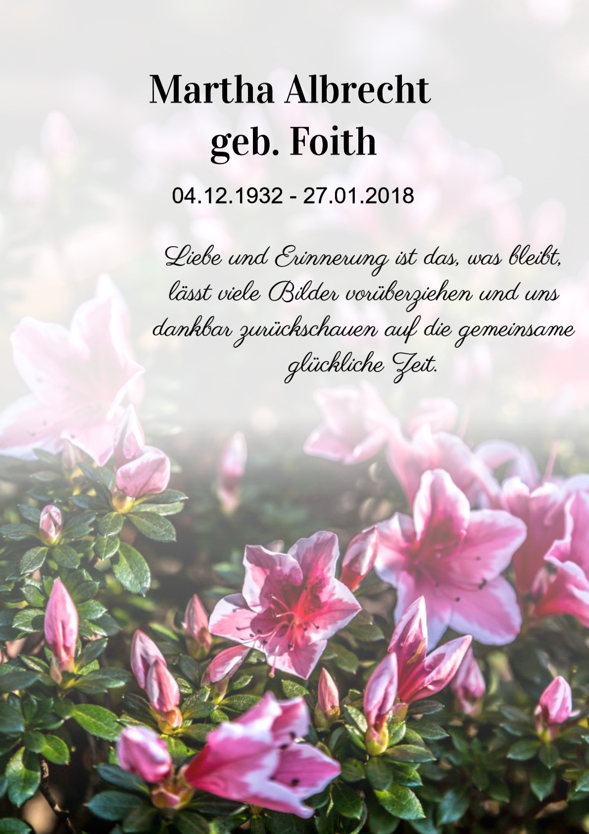 Traueranzeige von Martha Albrecht