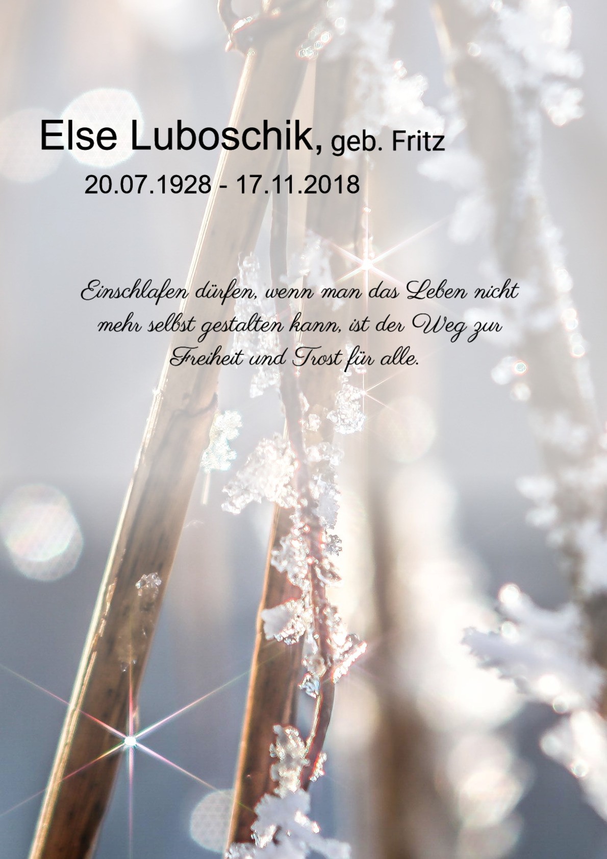 Traueranzeige von Else Luboschik