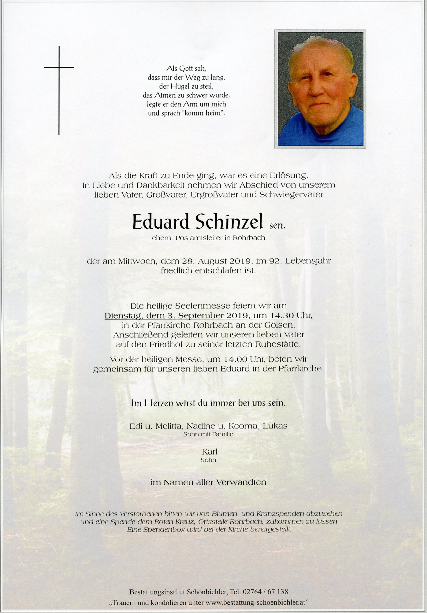 Traueranzeige von Eduard Schinzel