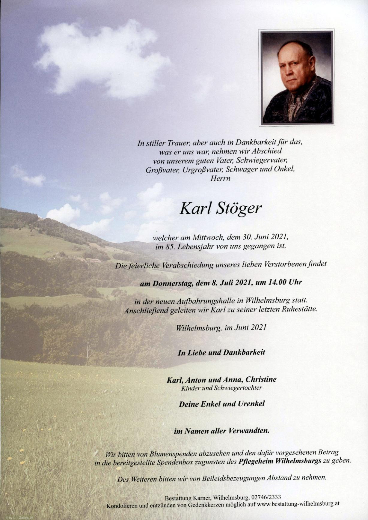 Traueranzeige von Karl Stöger