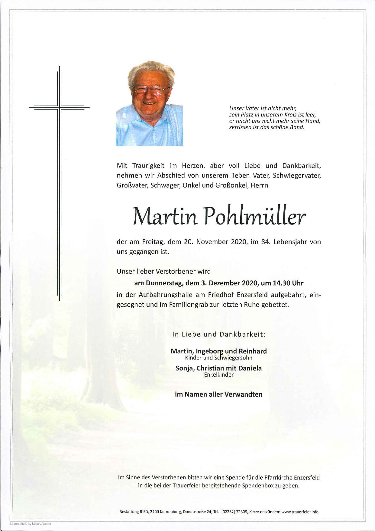 Traueranzeige von Martin Pohlmüller