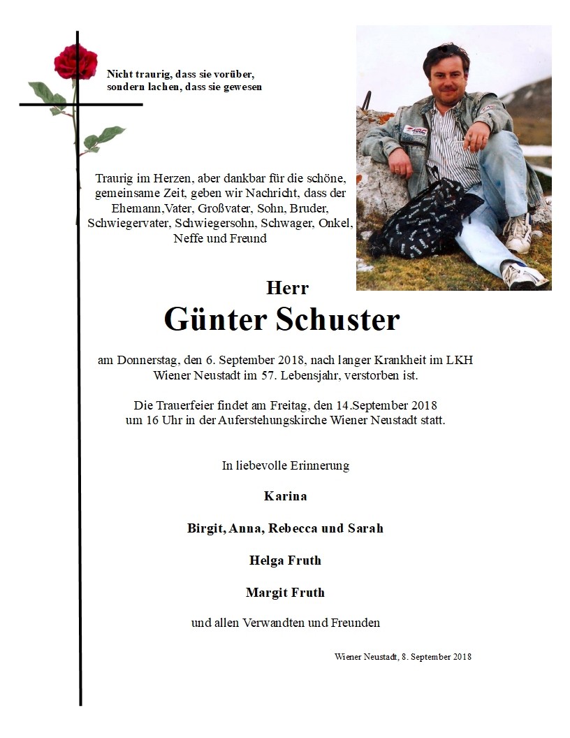 Traueranzeige von Günter Schuster