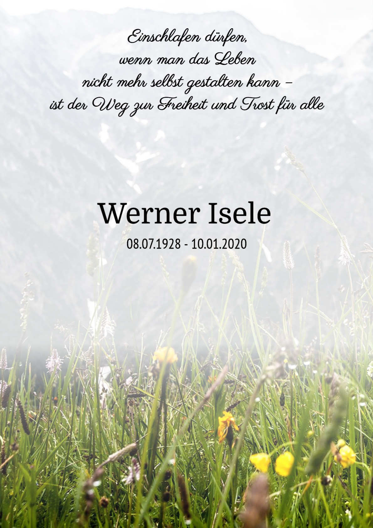 Traueranzeige von Werner Isele