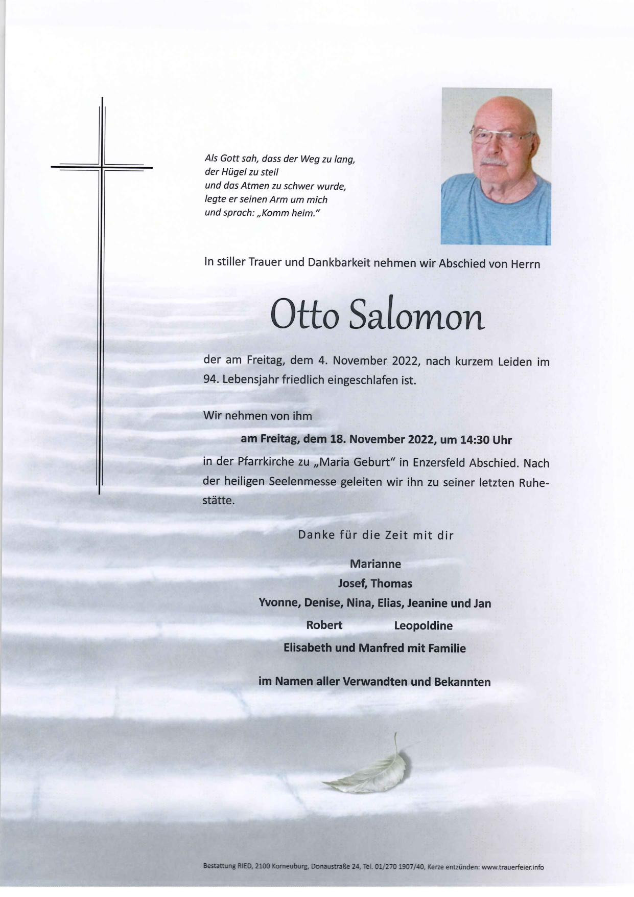 Traueranzeige von Otto Salomon