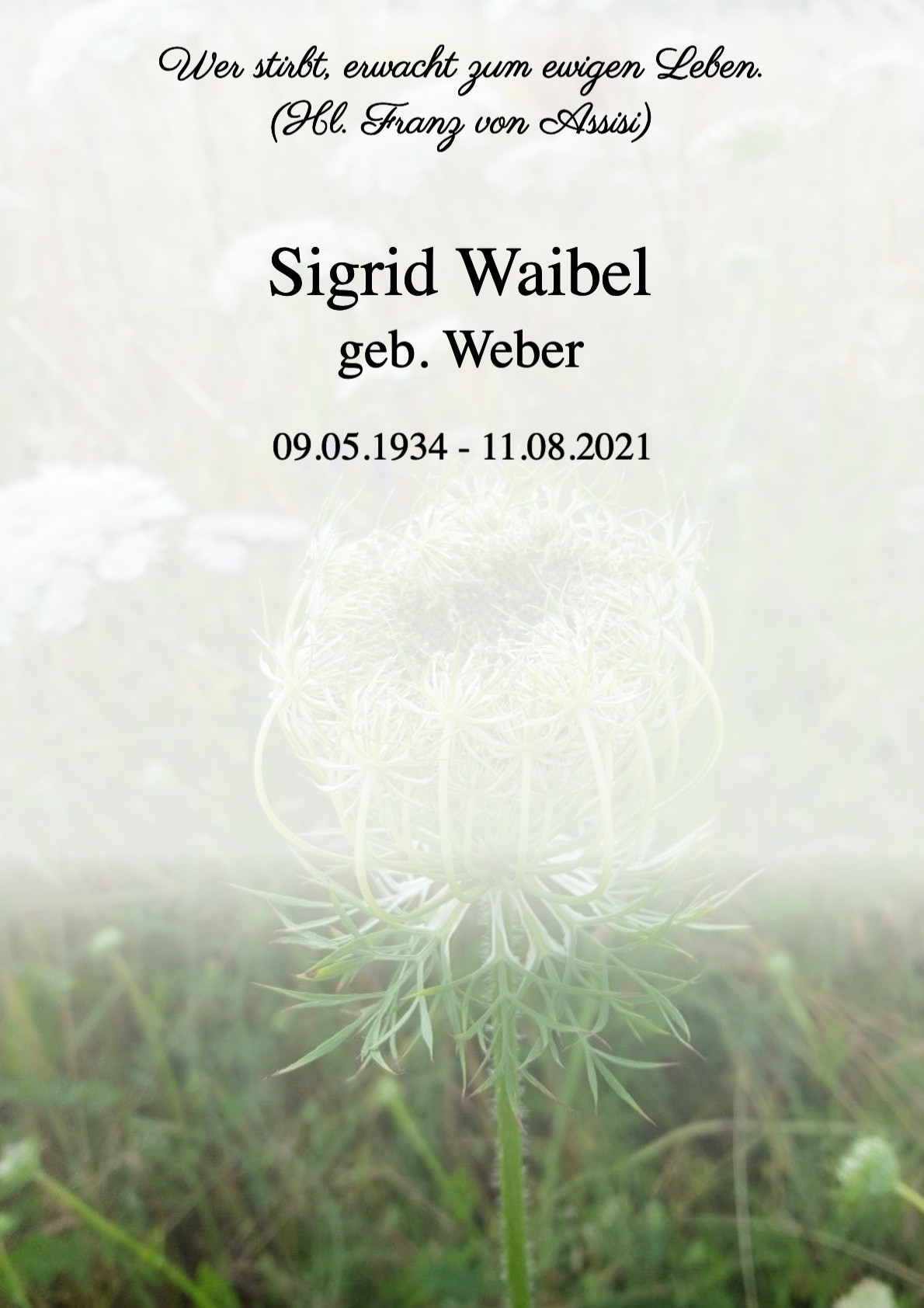 Traueranzeige von Sigrid Waibel