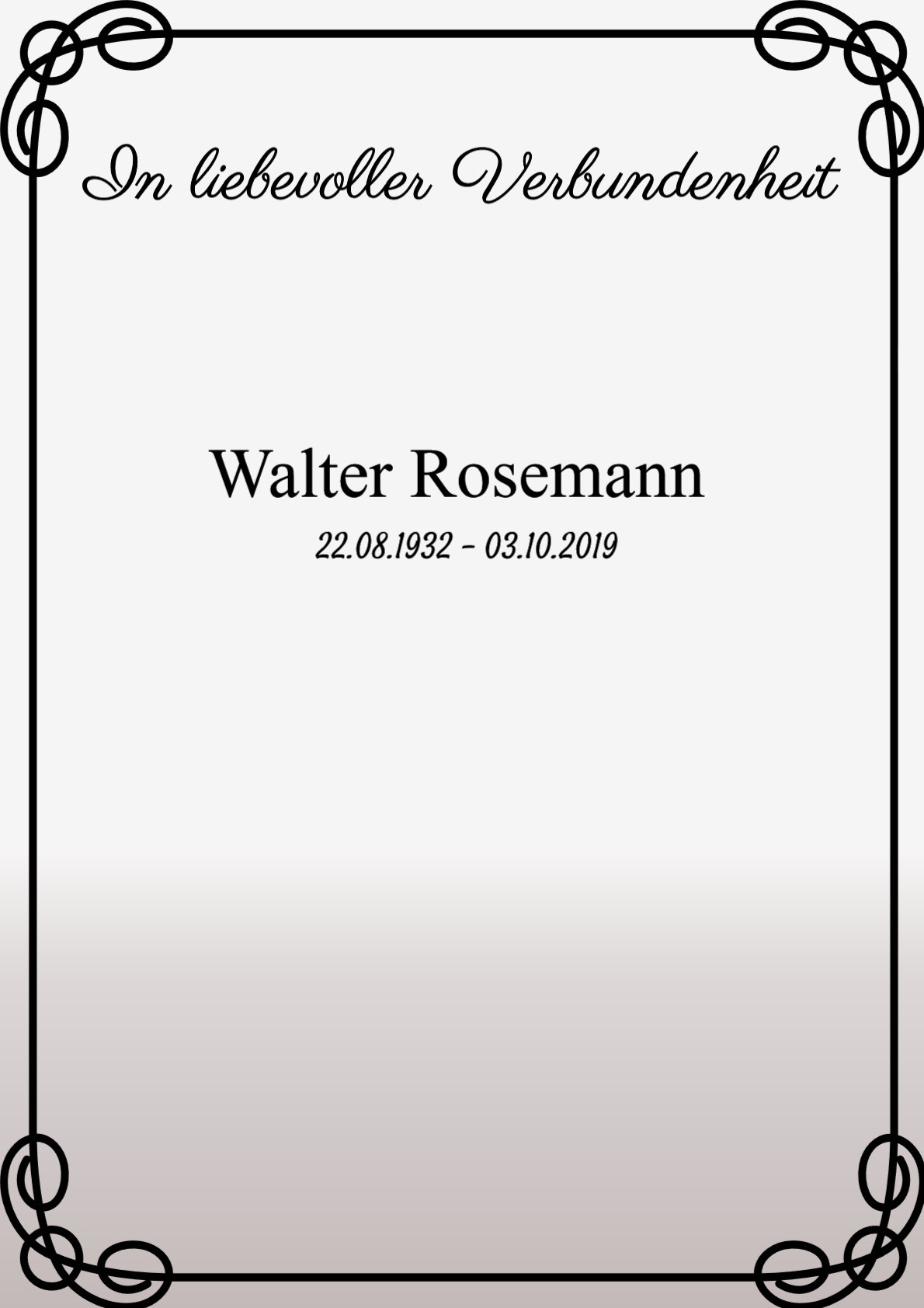 Traueranzeige von Walter Rosemann