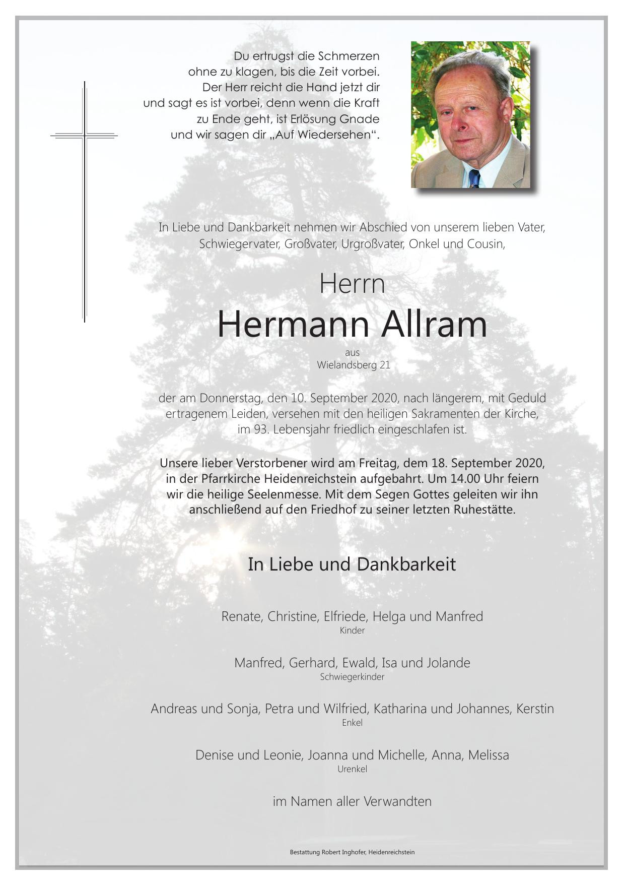 Traueranzeige von Hermann Allram
