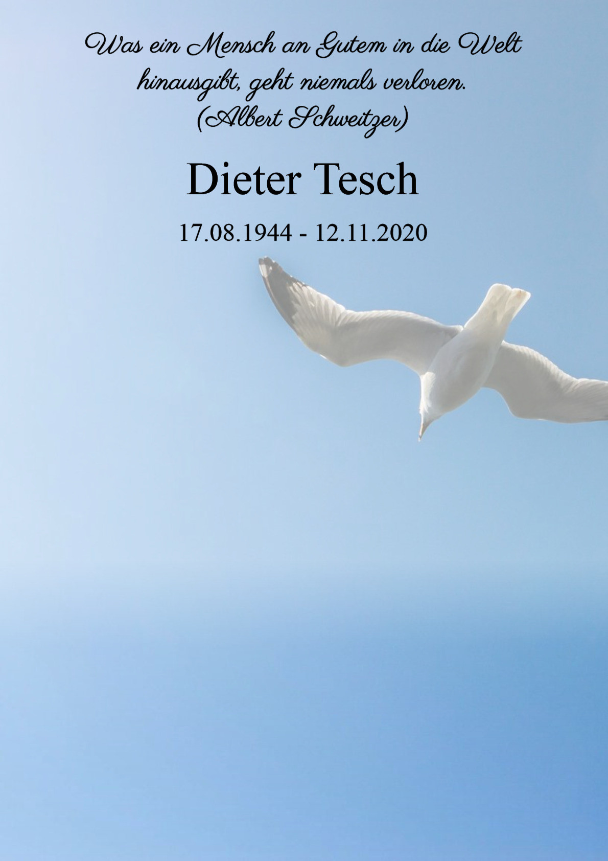 Traueranzeige von Dieter Tesch