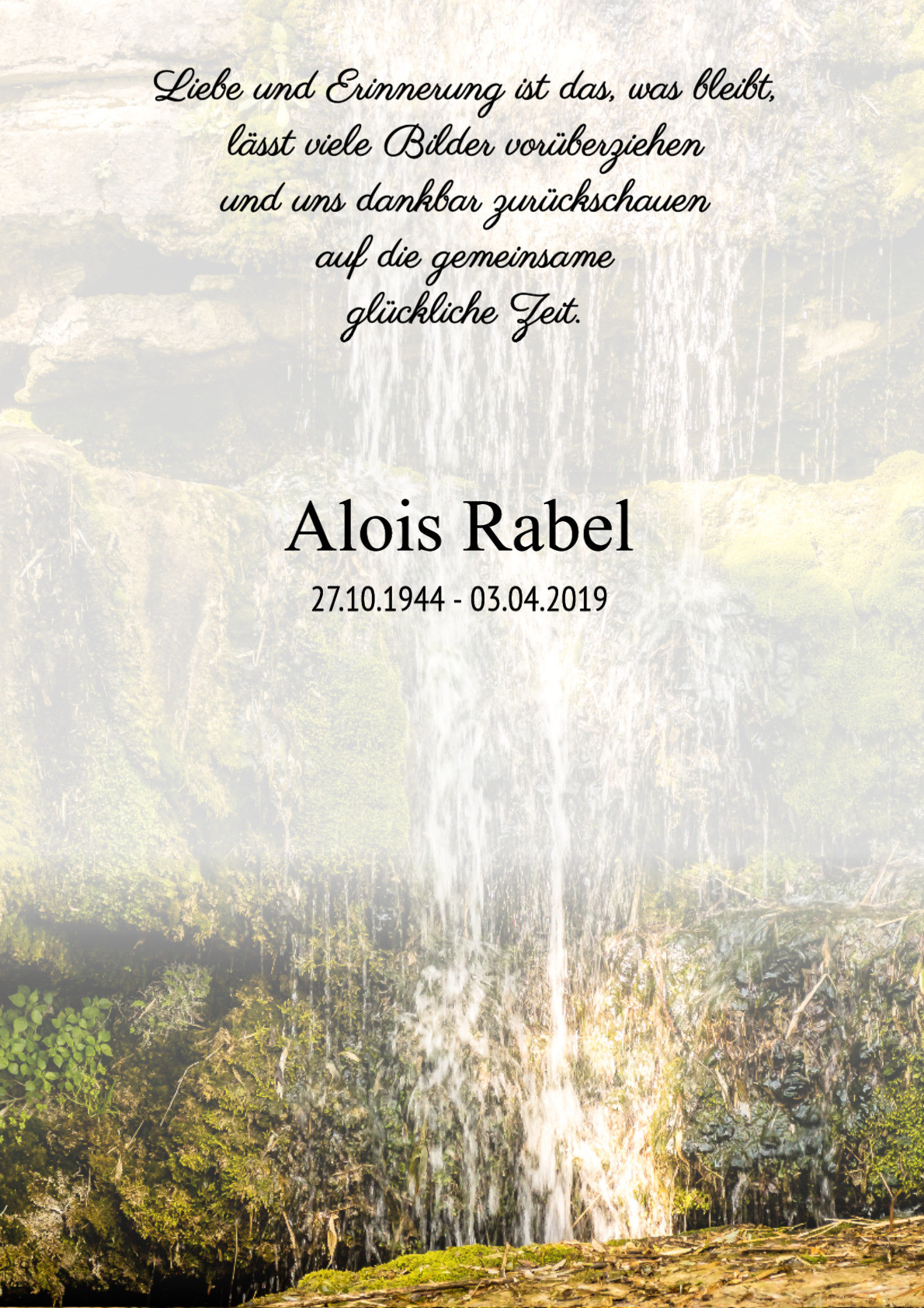 Traueranzeige von Alois Rabel