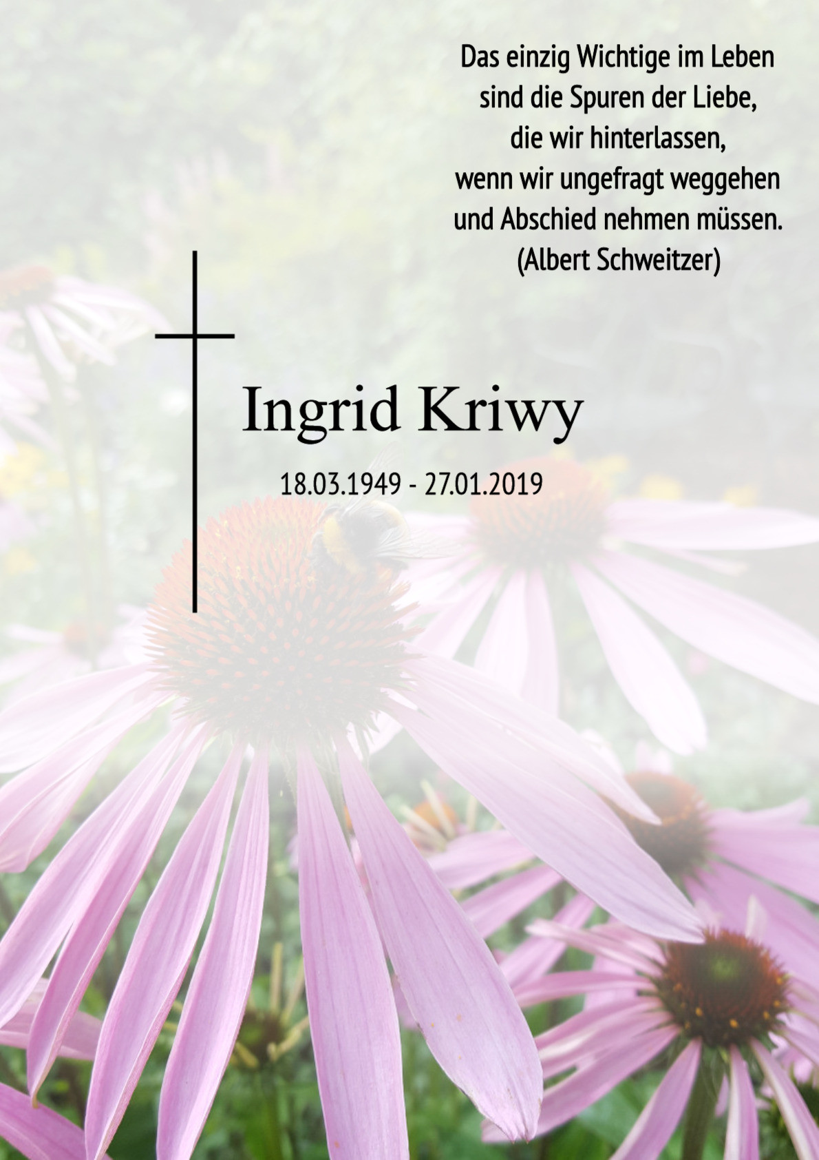 Traueranzeige von Ingrid Kriwy