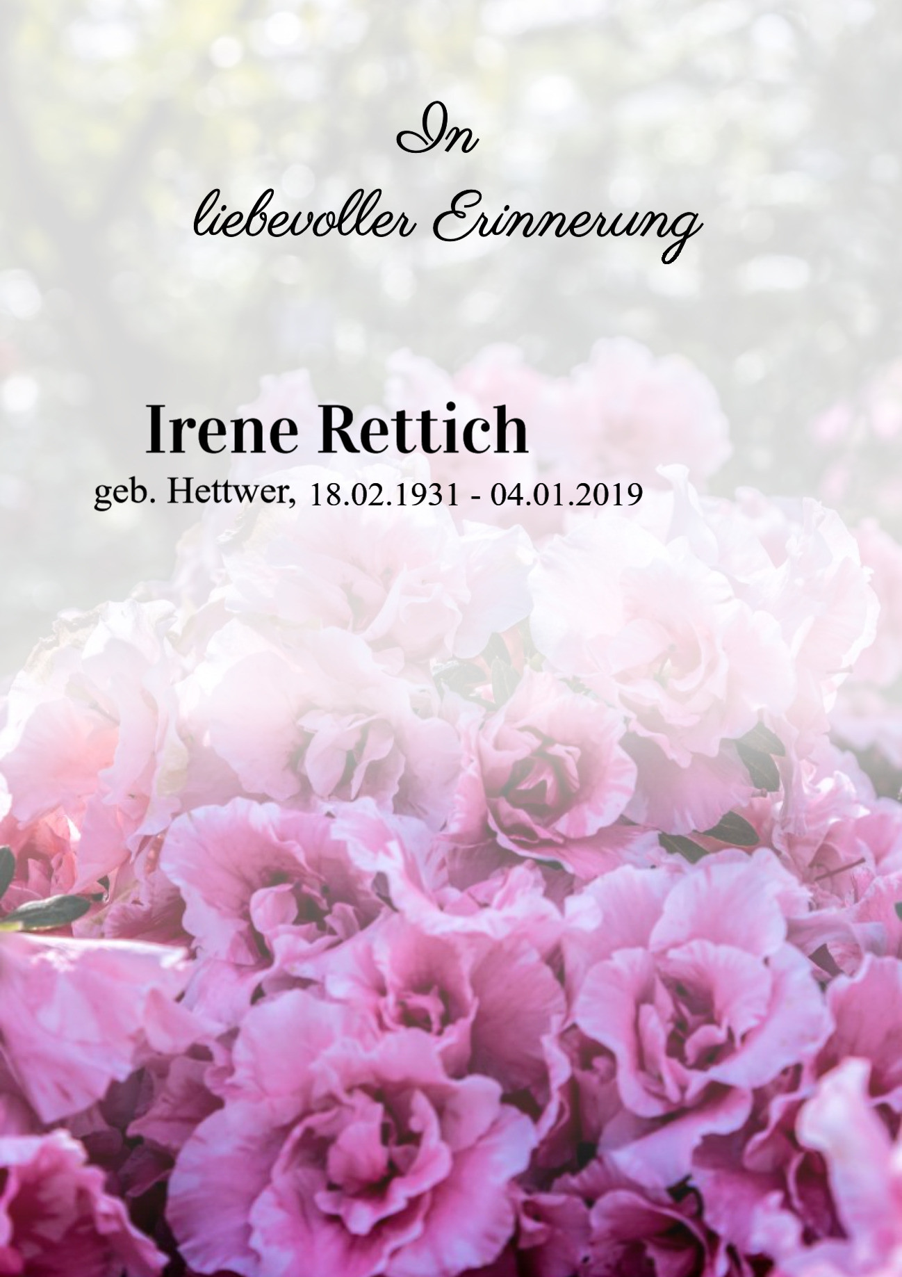Traueranzeige von Irene Rettich