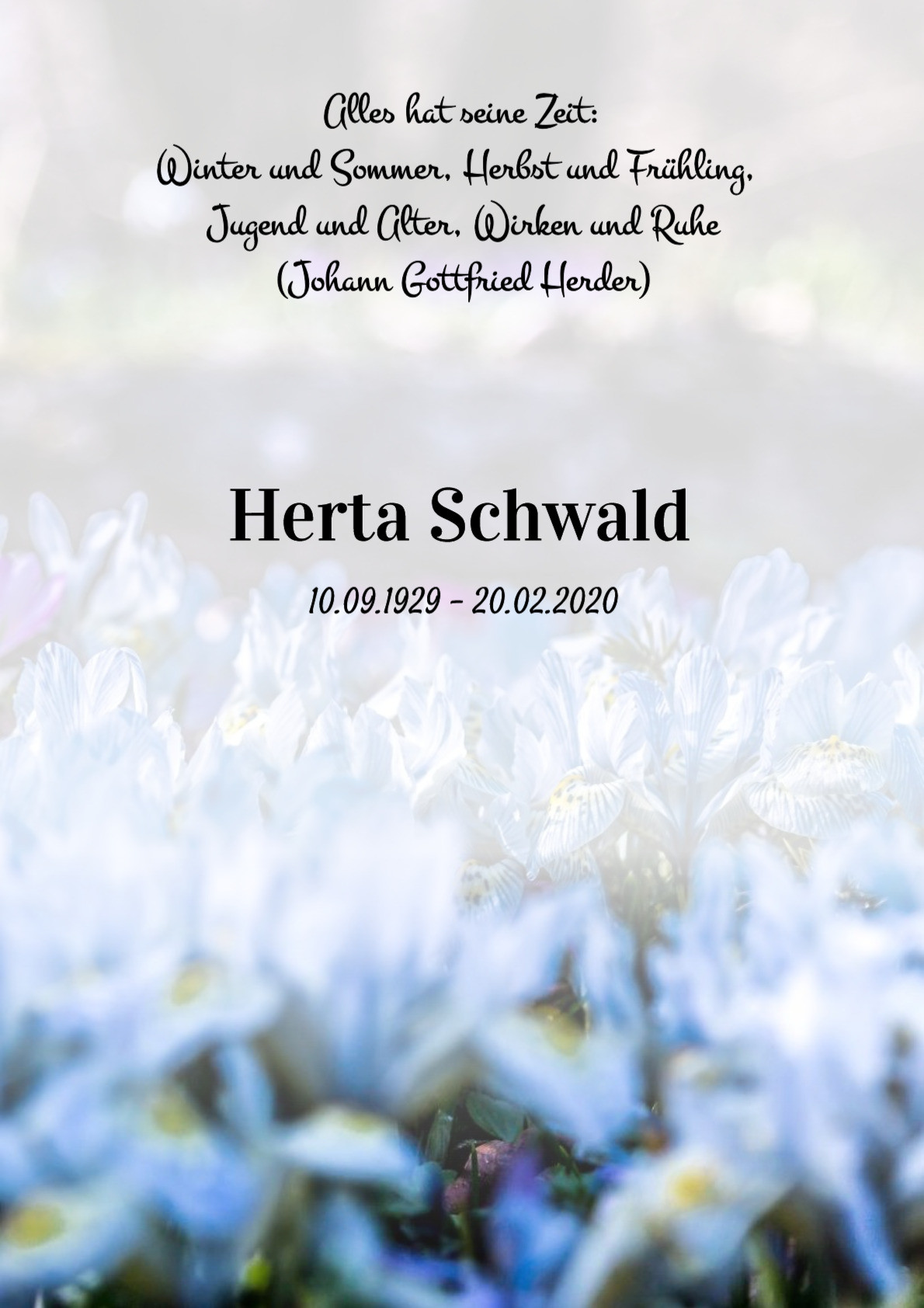 Traueranzeige von Herta Schwald