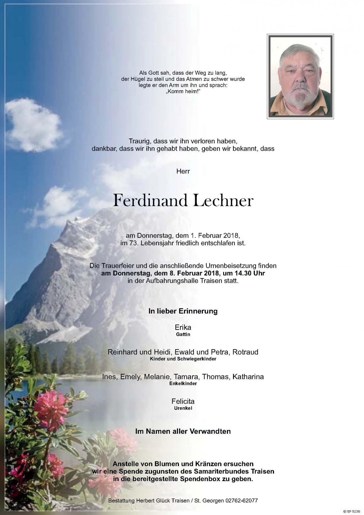 Traueranzeige von Ferdinand Lechner