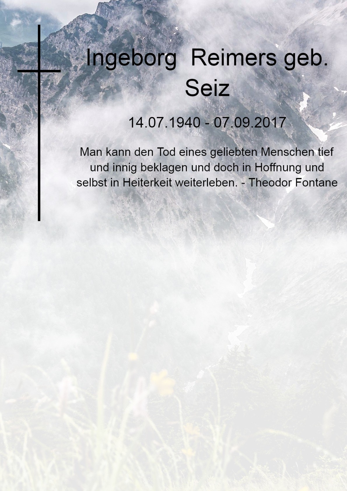 Traueranzeige von Ingeborg Reimers geb. Seiz