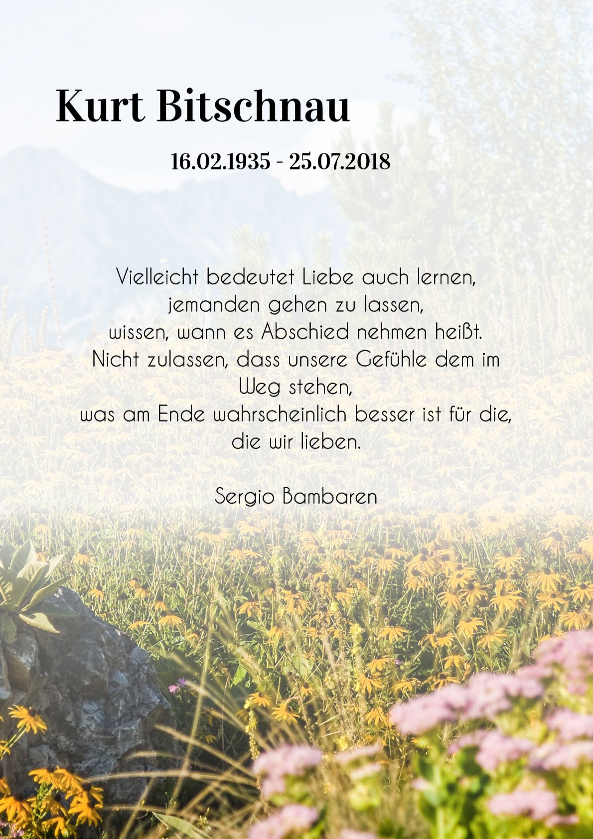 Traueranzeige von Kurt Bitschnau