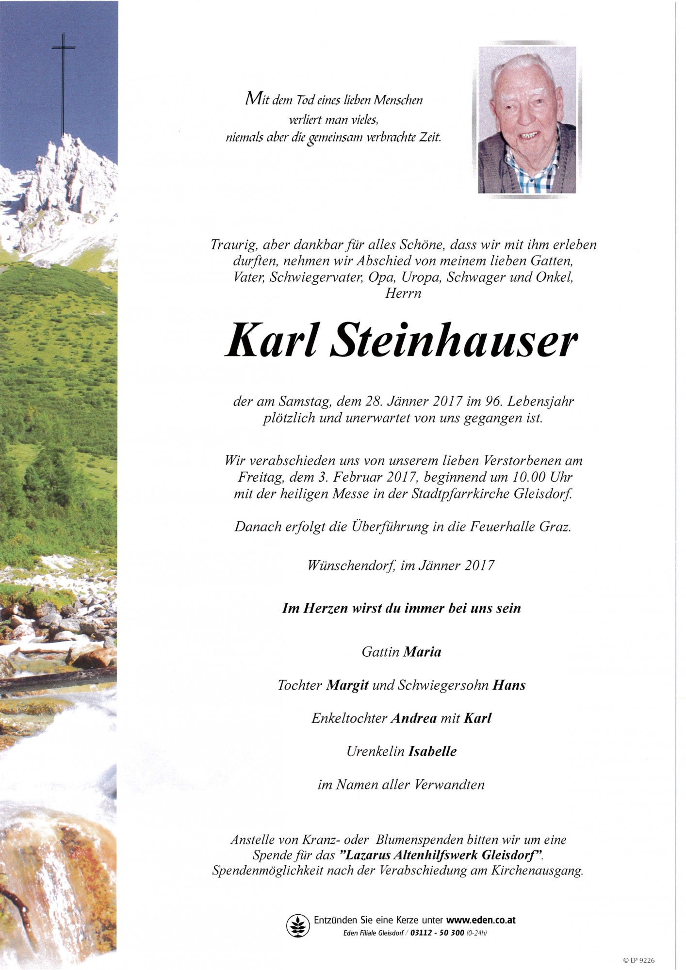 Traueranzeige von Karl Steinhauser