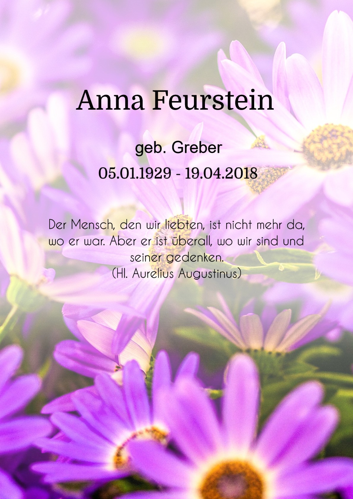 Traueranzeige von Anna Feurstein