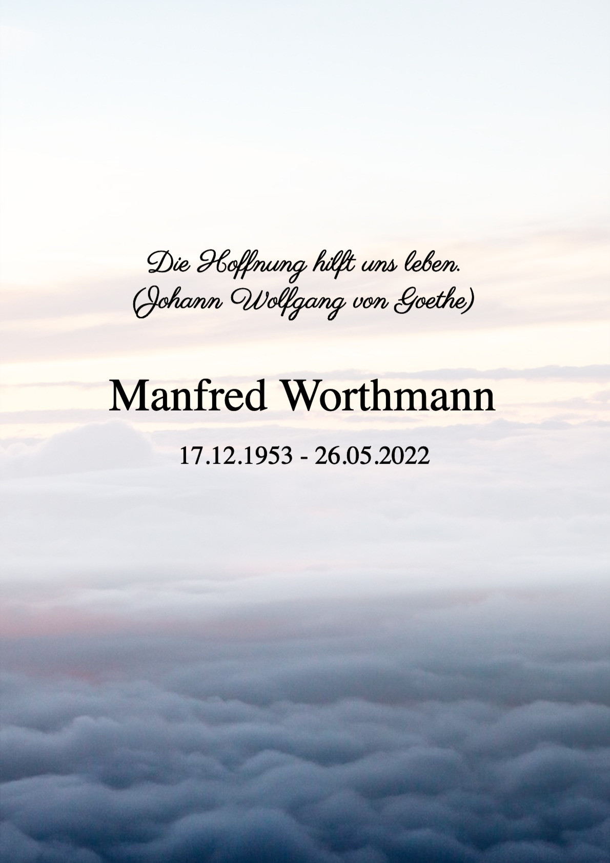 Traueranzeige von Manfred Worthmann