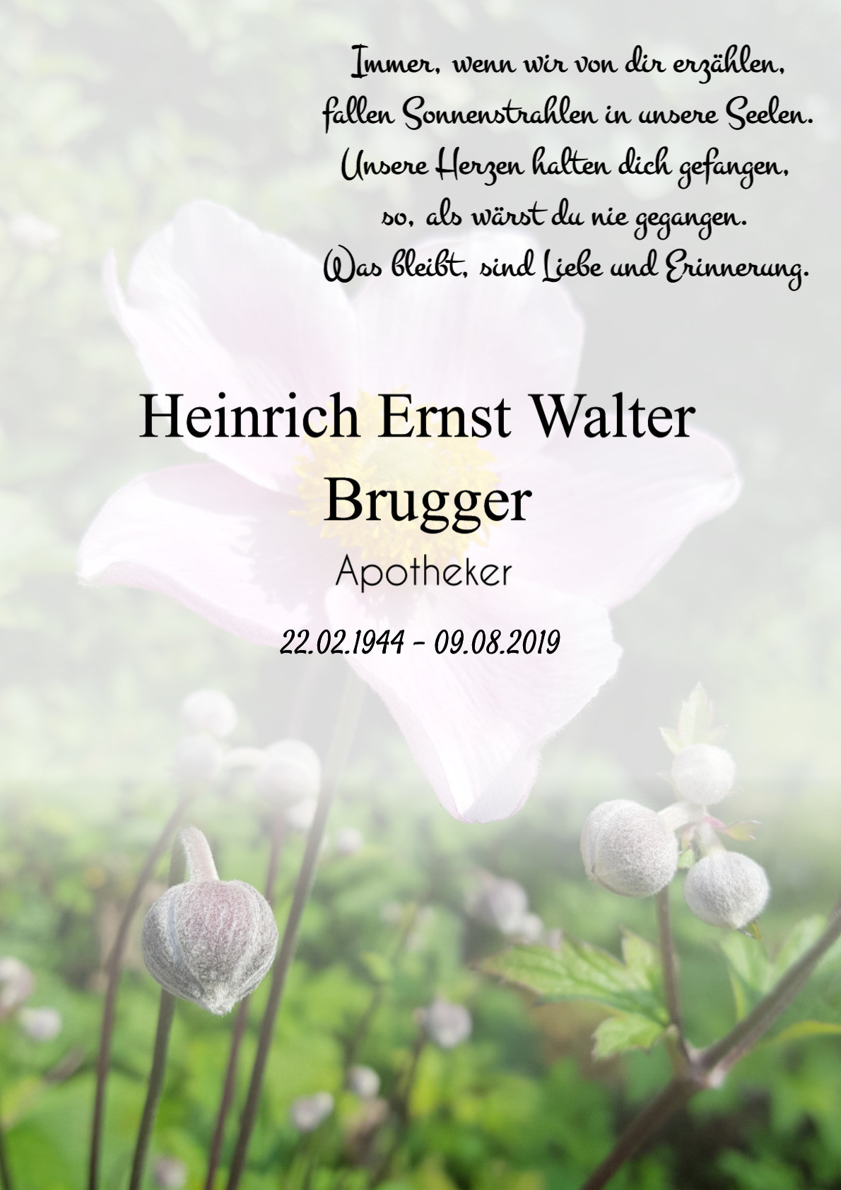 Traueranzeige von Heinrich Ernst Walter Brugger
