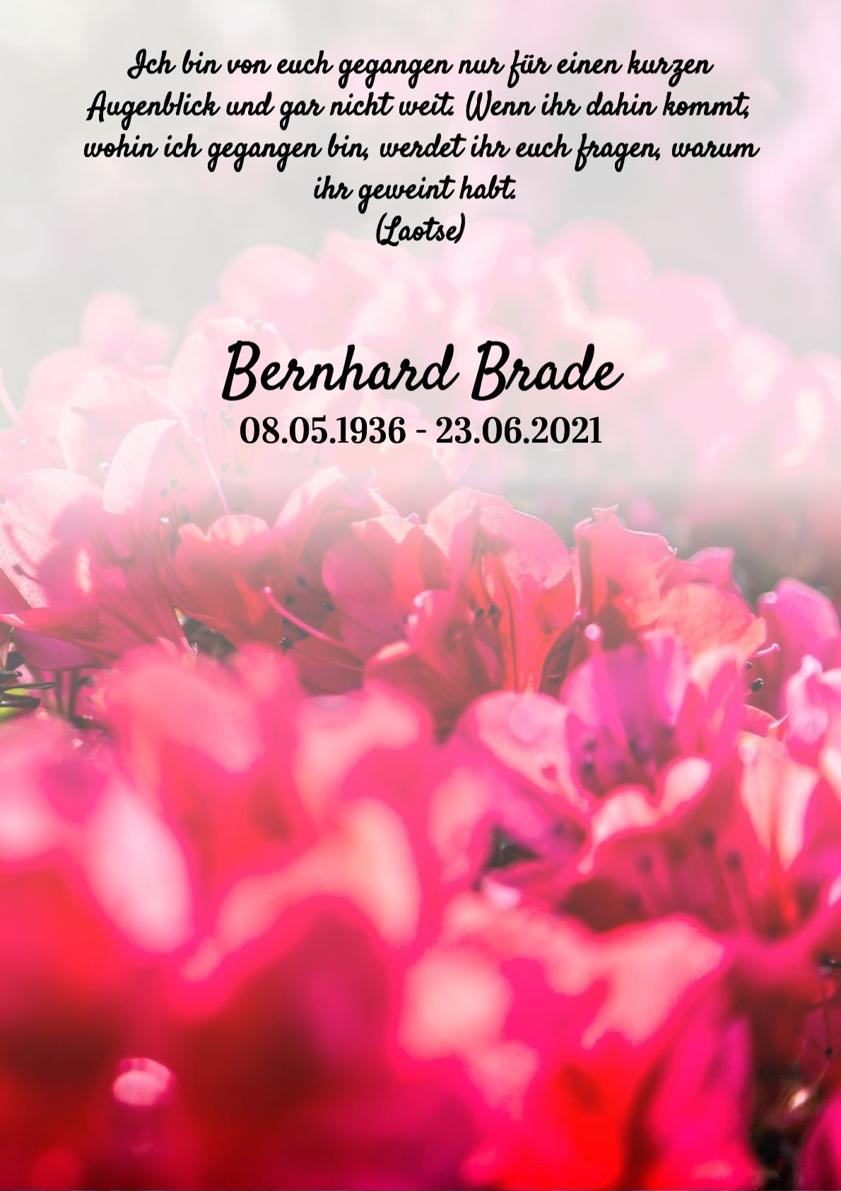 Traueranzeige von Bernhard Brade
