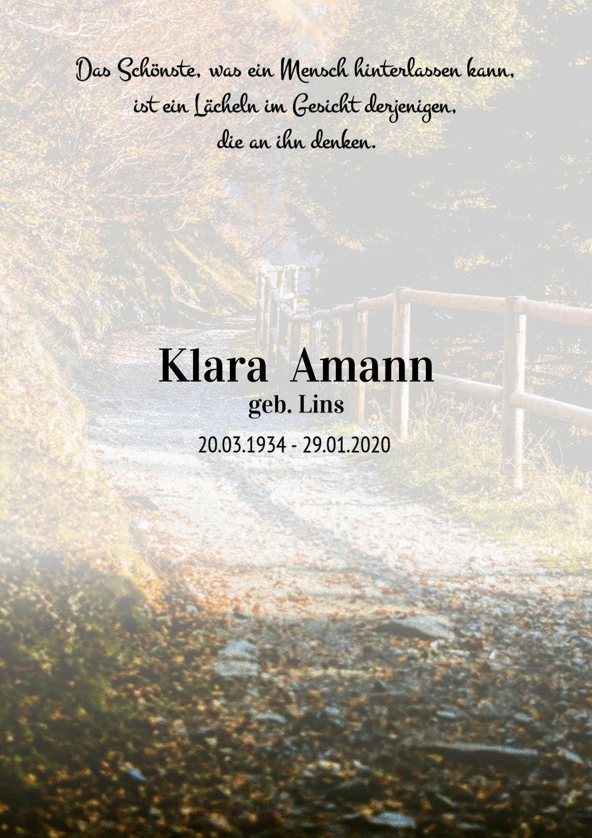 Traueranzeige von Klara Amann