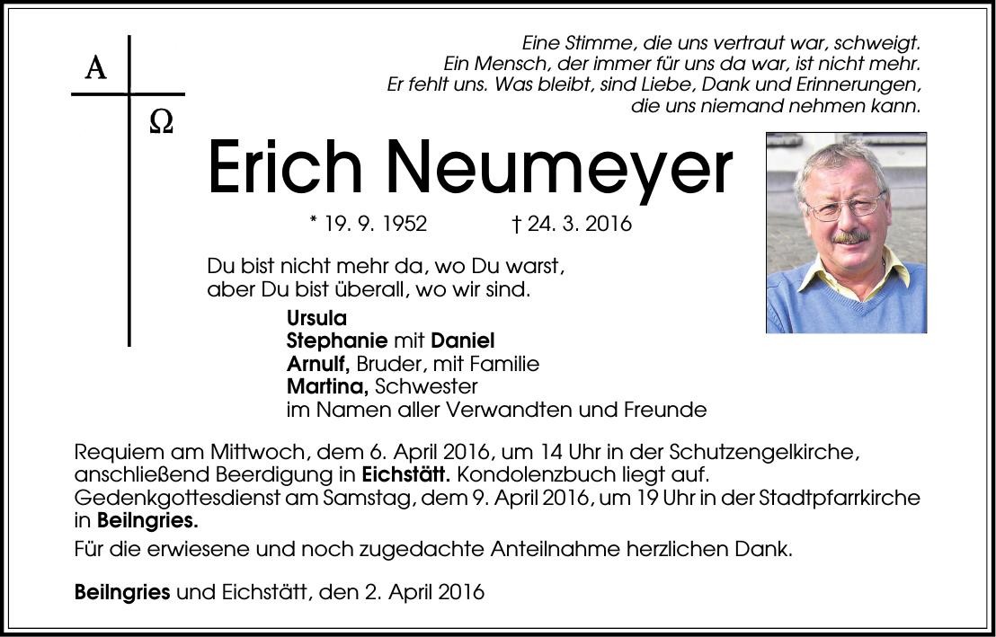 Traueranzeige von Erich Neumeyer
