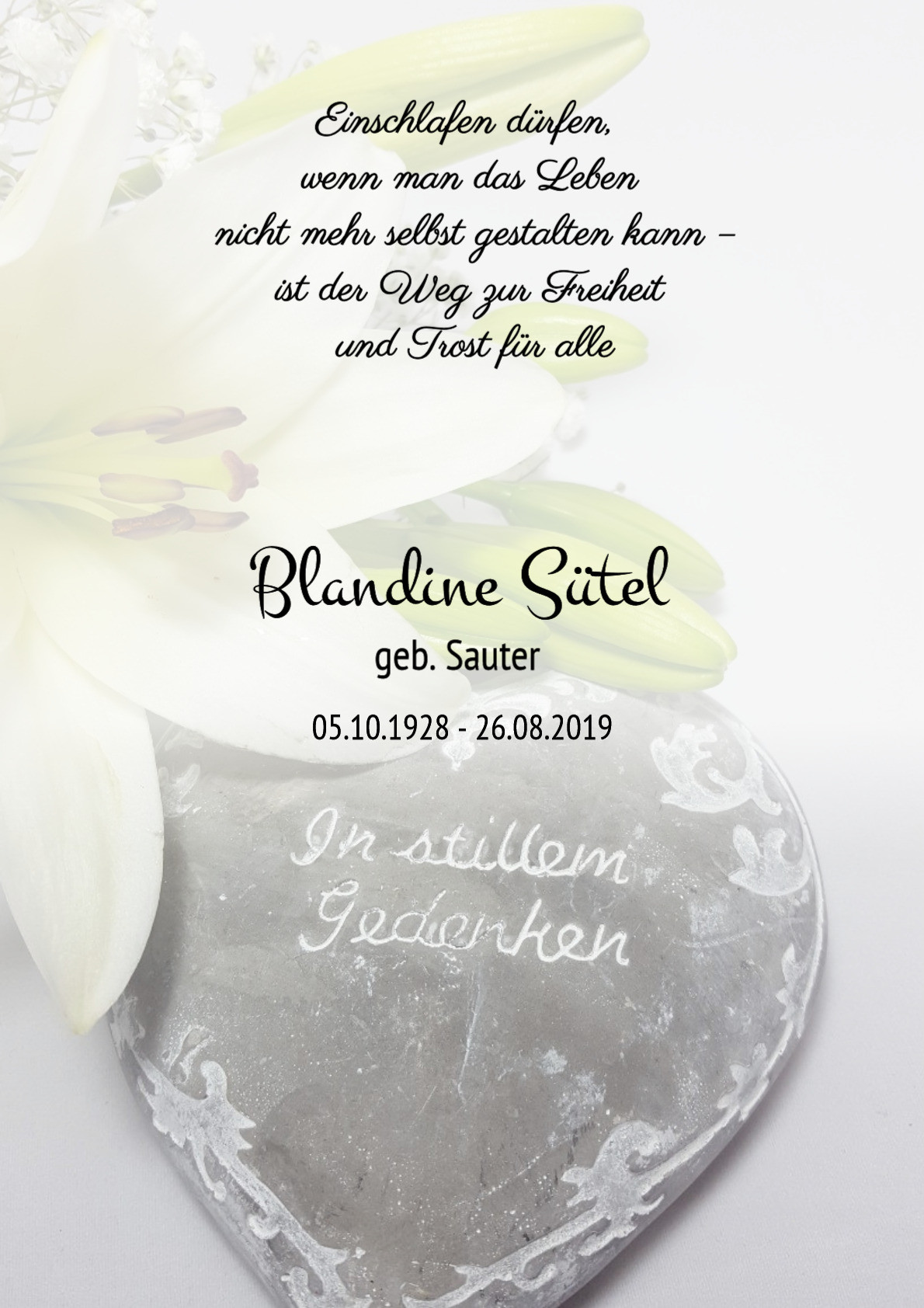 Traueranzeige von Blandine Sütel
