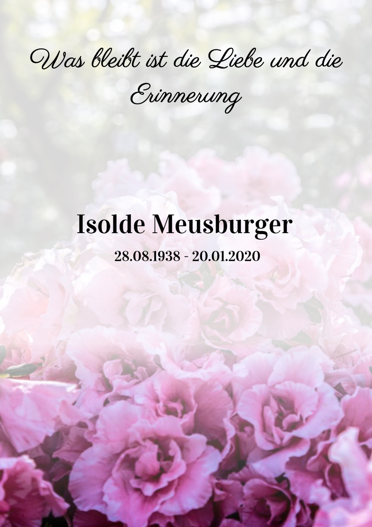 Traueranzeige von Isolde Meusburger