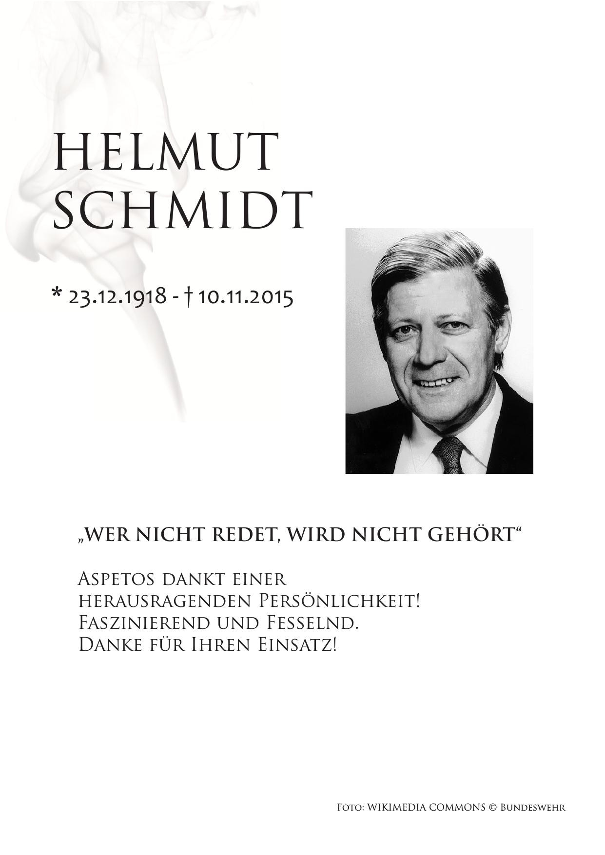 Traueranzeige von Helmut Schmidt