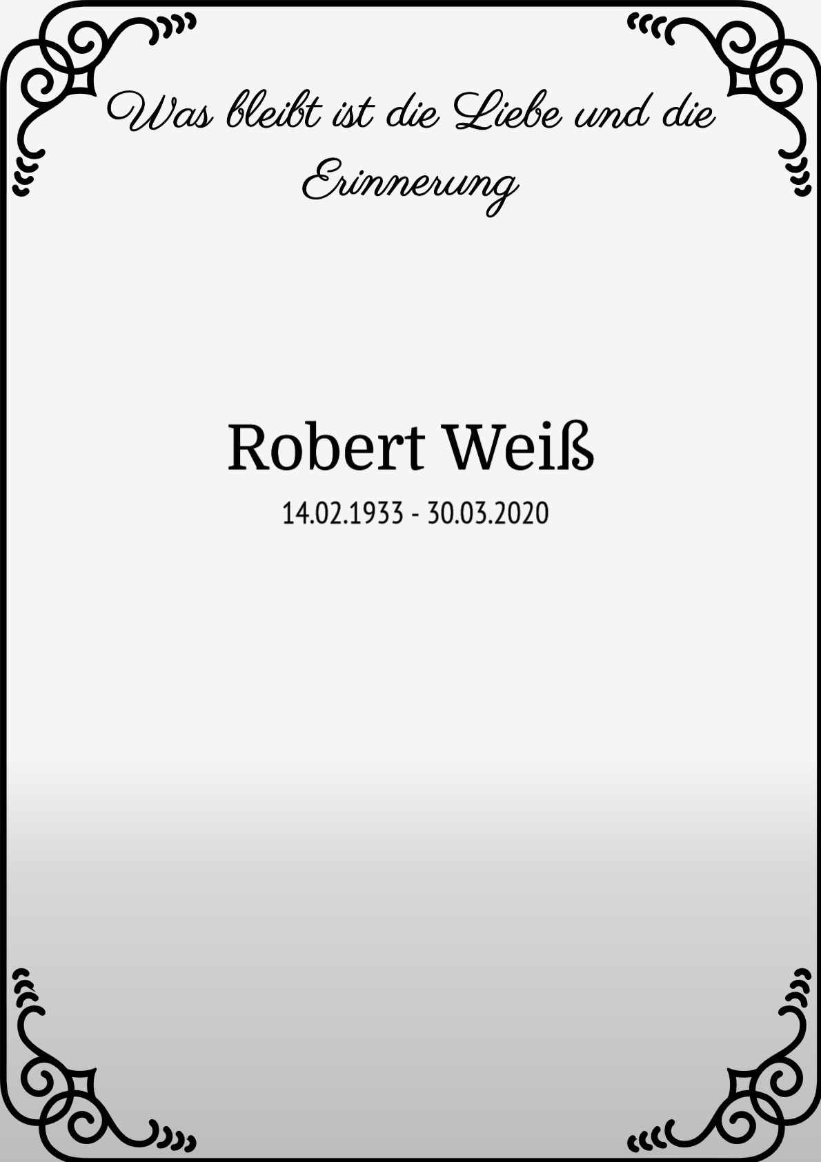 Traueranzeige von Robert Weiß