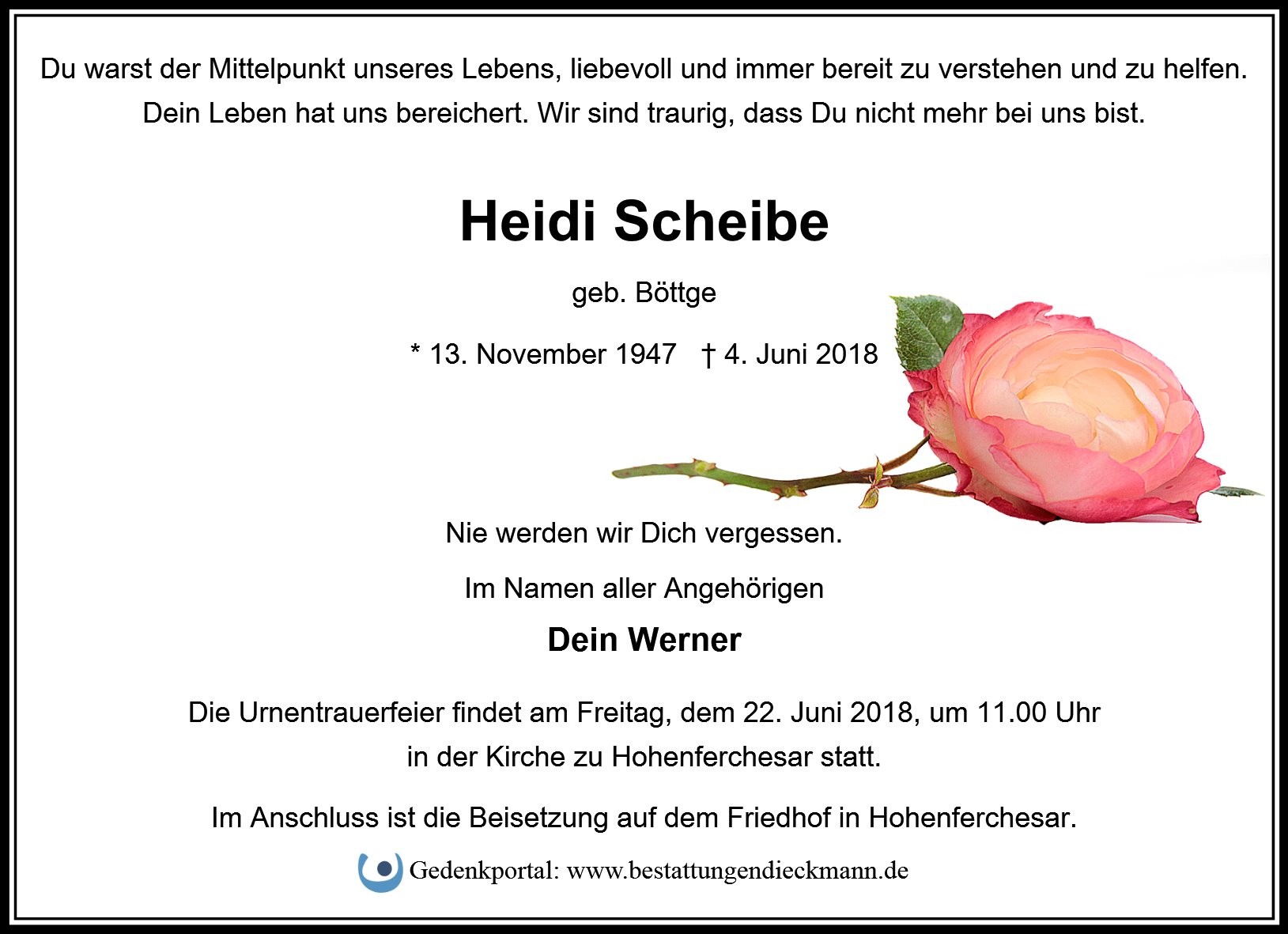 Traueranzeige von Heidi Scheibe