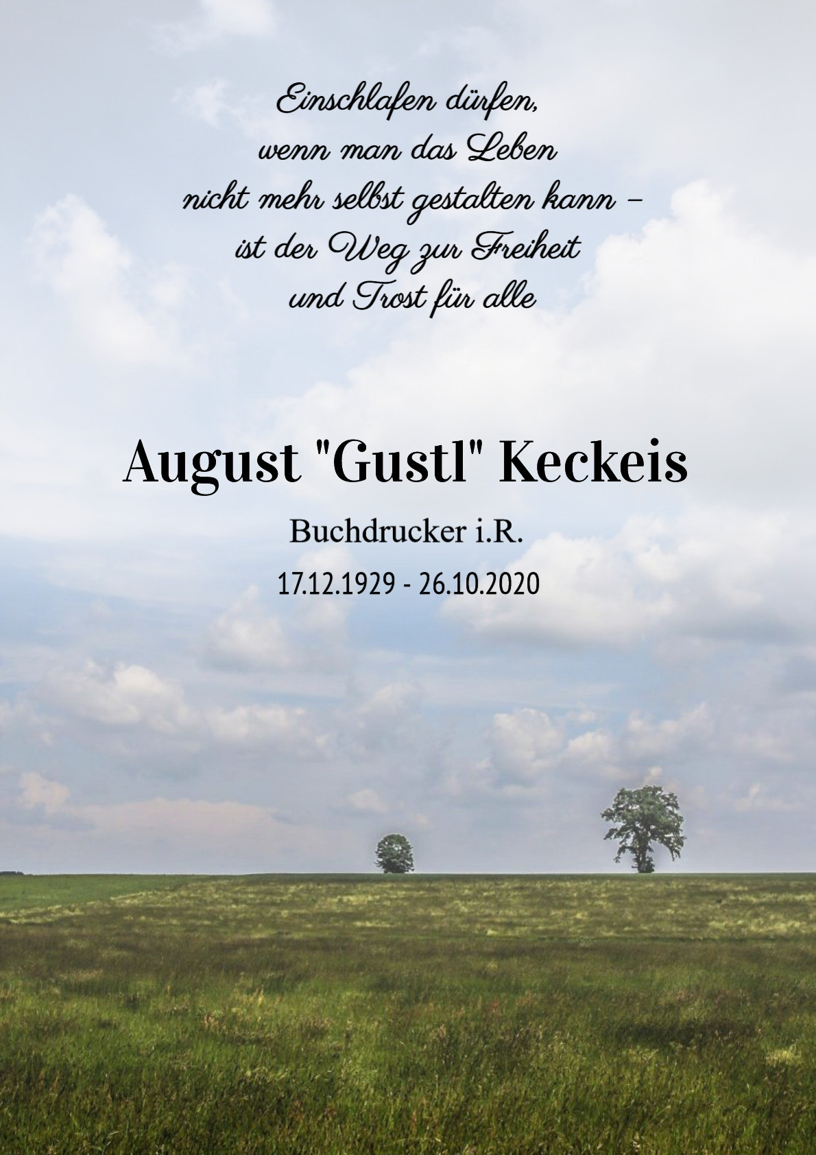 Traueranzeige von August "Gustl" Keckeis