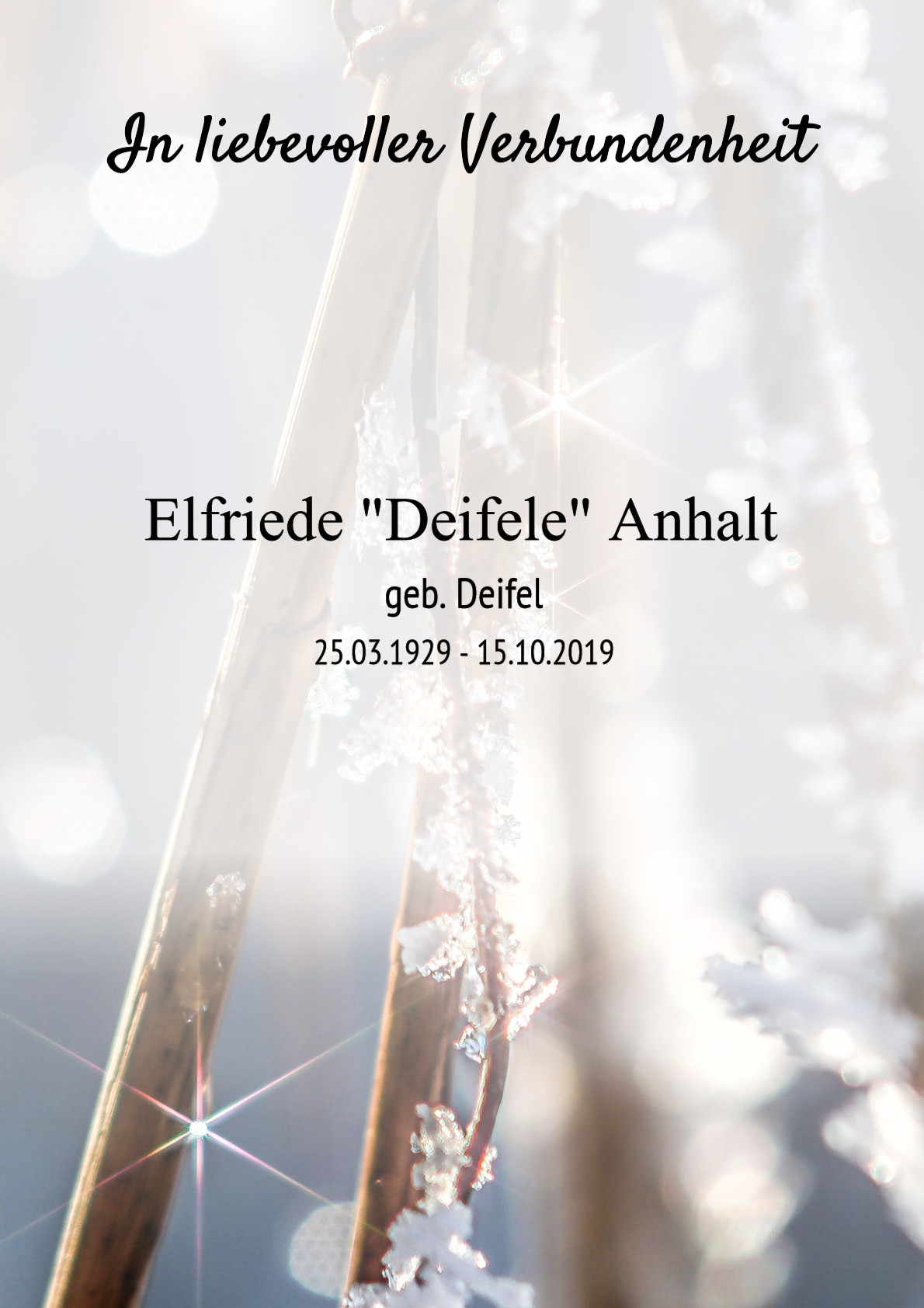 Traueranzeige von Elfriede "Deifele" Anhalt