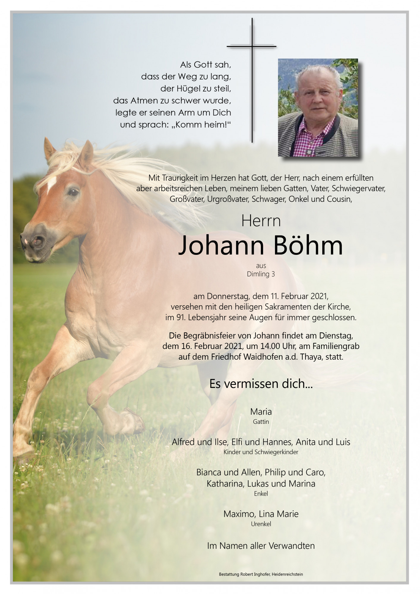Traueranzeige von Johann Böhm