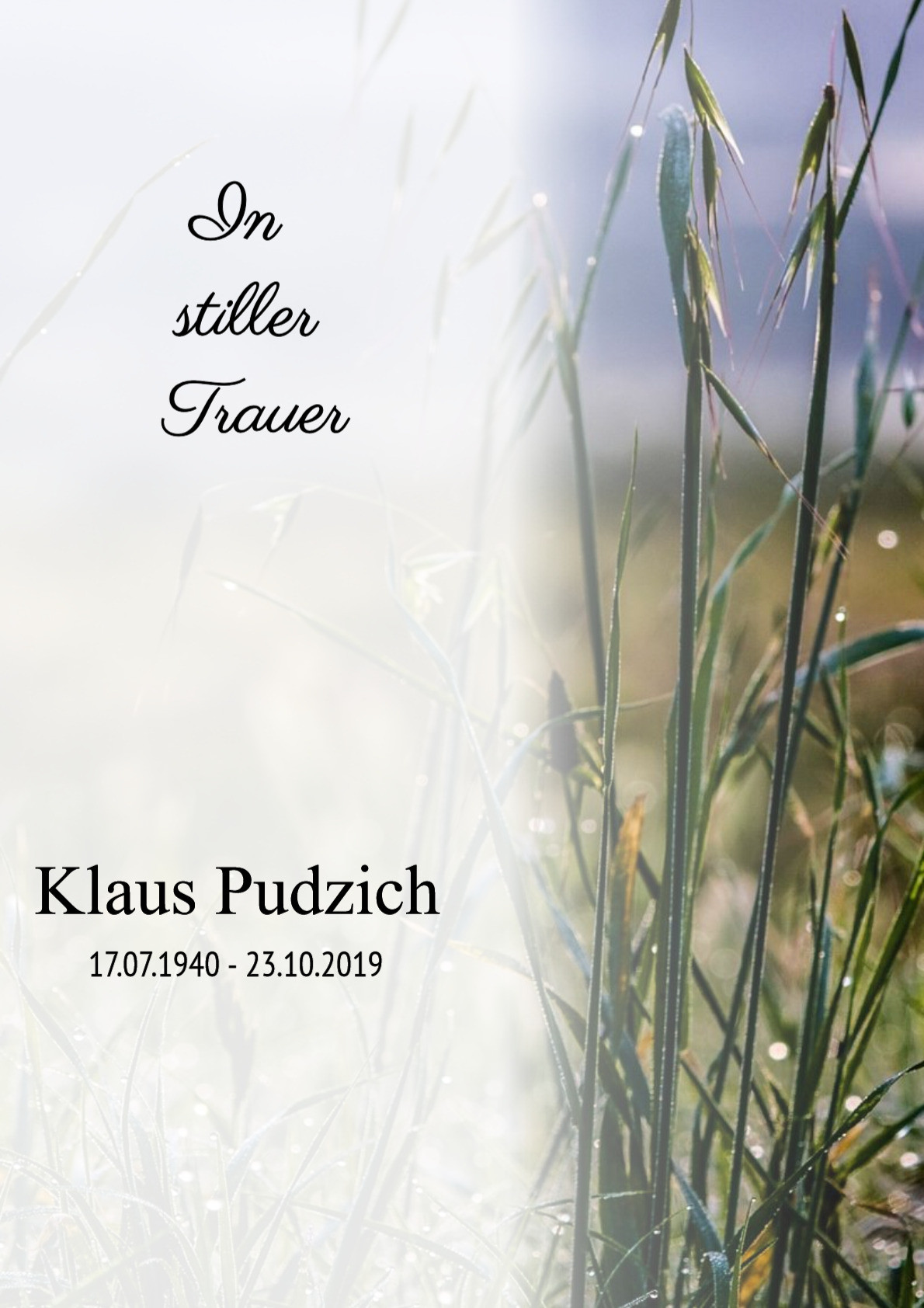 Traueranzeige von Klaus Pudzich