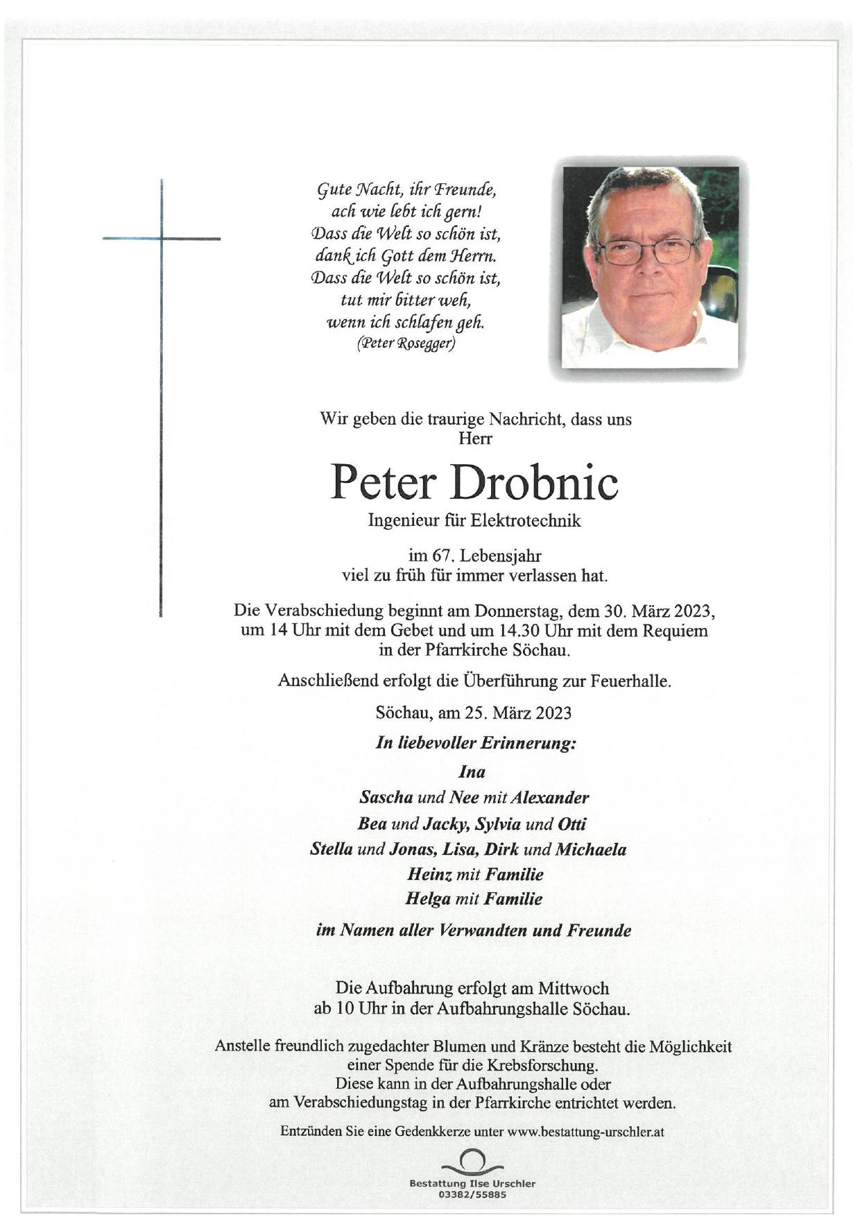 Traueranzeige von Peter Drobnic