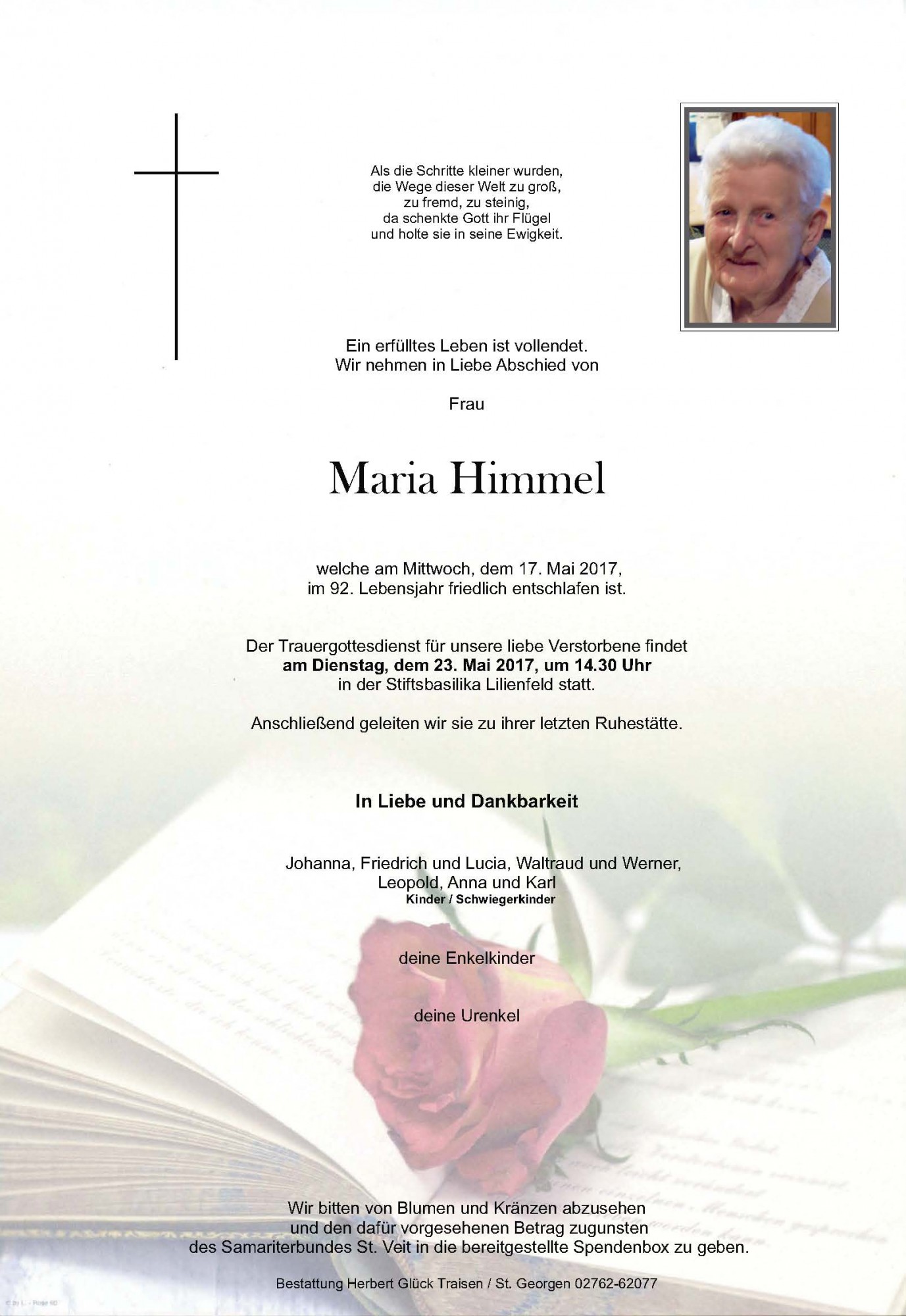 Traueranzeige von Maria Himmel