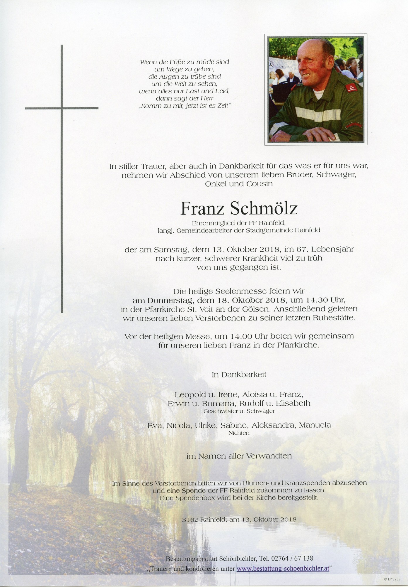Traueranzeige von Franz Schmölz