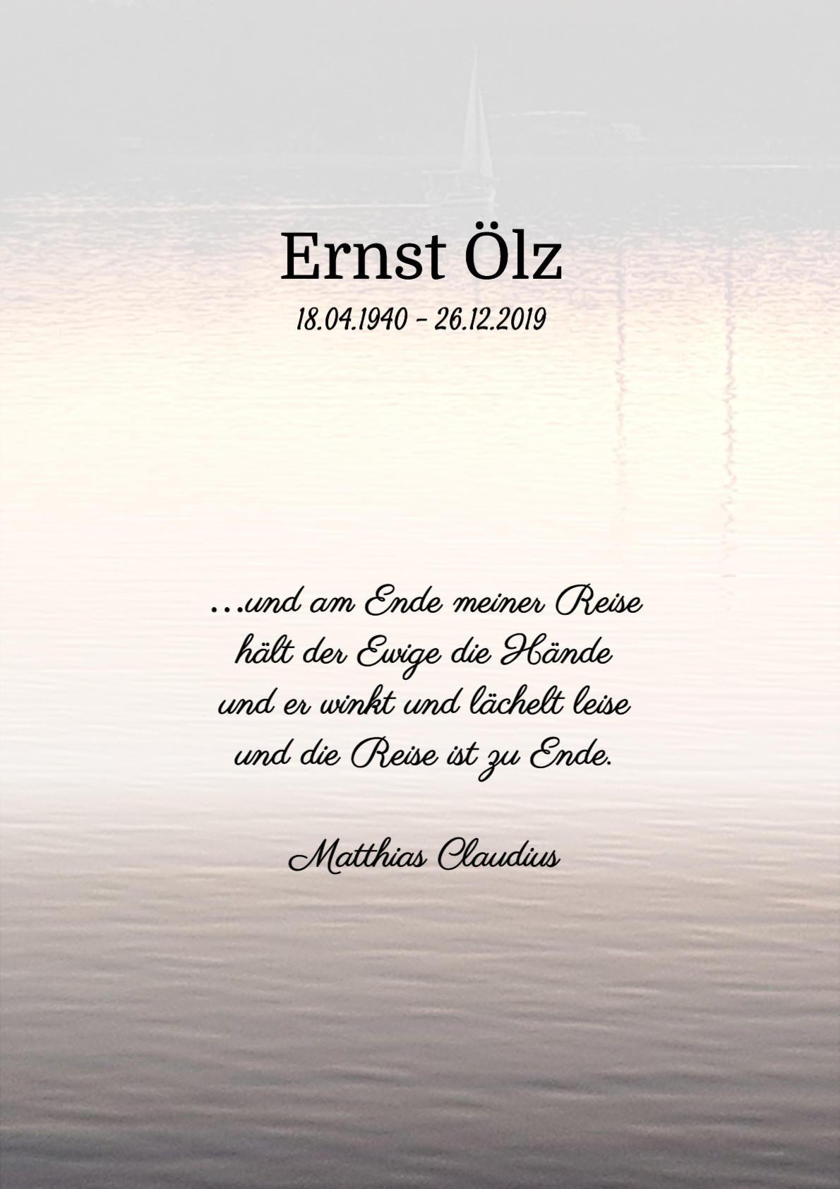 Traueranzeige von Ernst Ölz