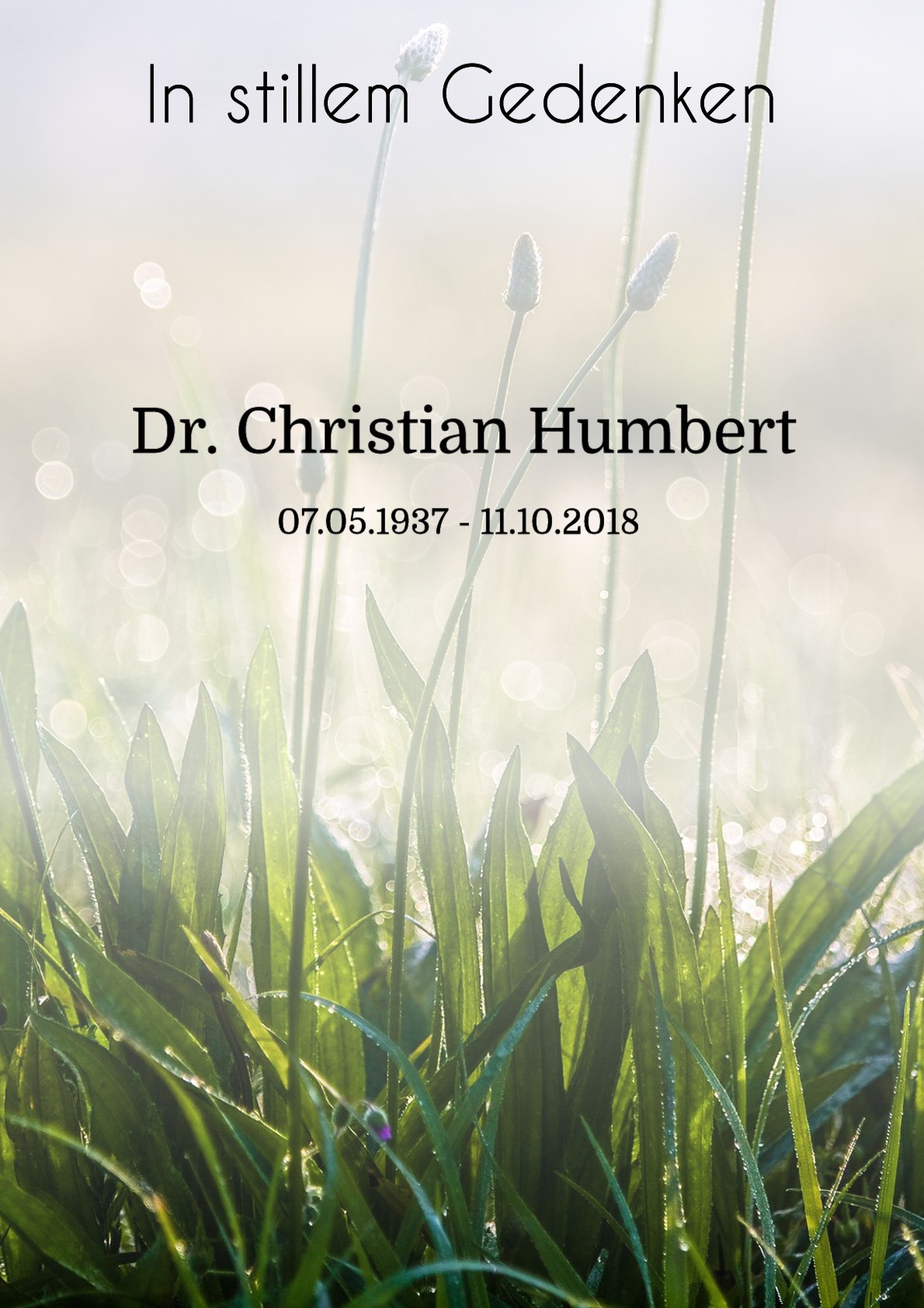 Traueranzeige von Dr. Christian Humbert