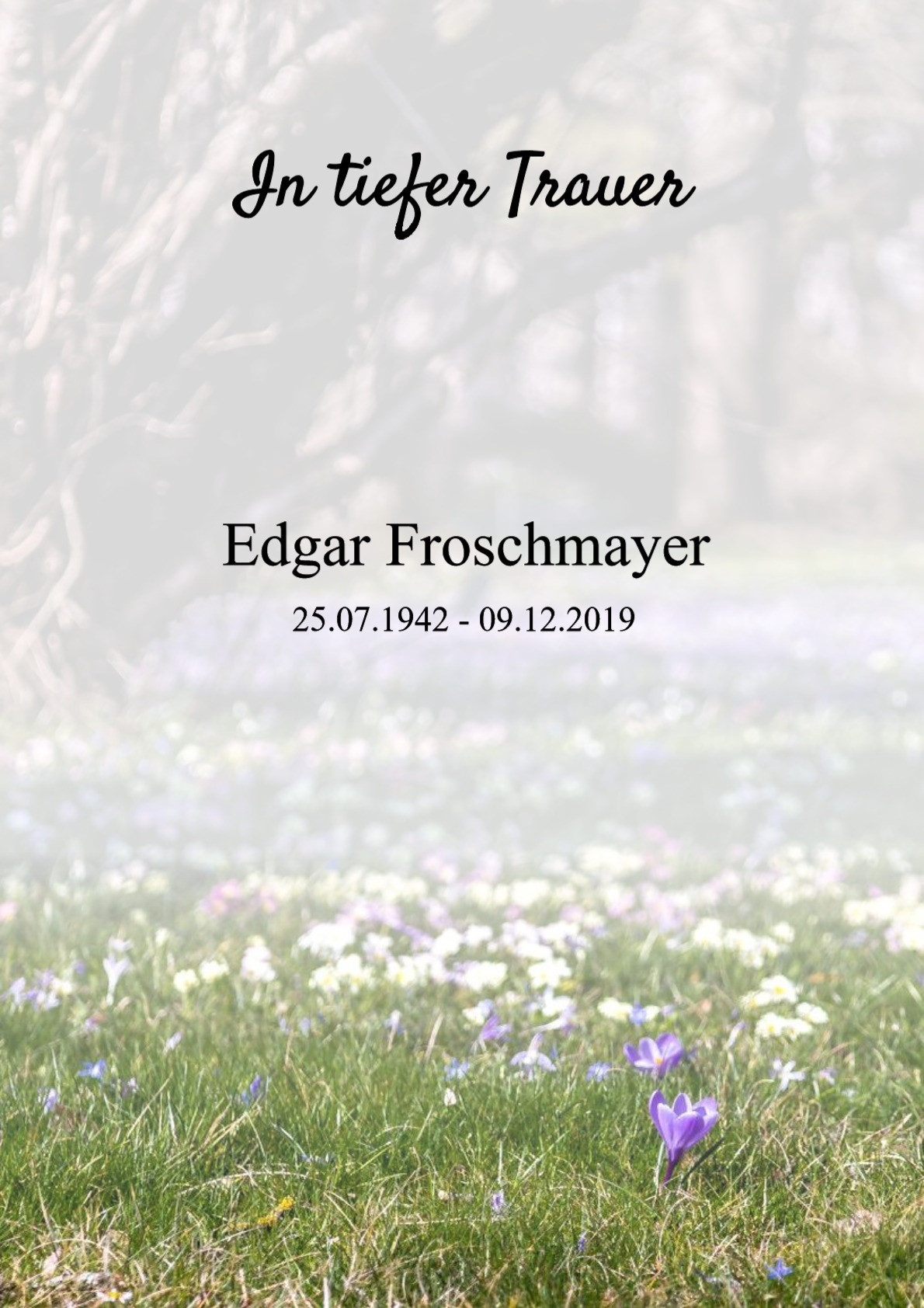 Traueranzeige von Edgar Froschmayer