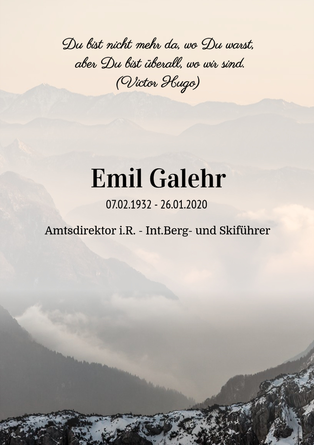 Traueranzeige von Emil Galehr
