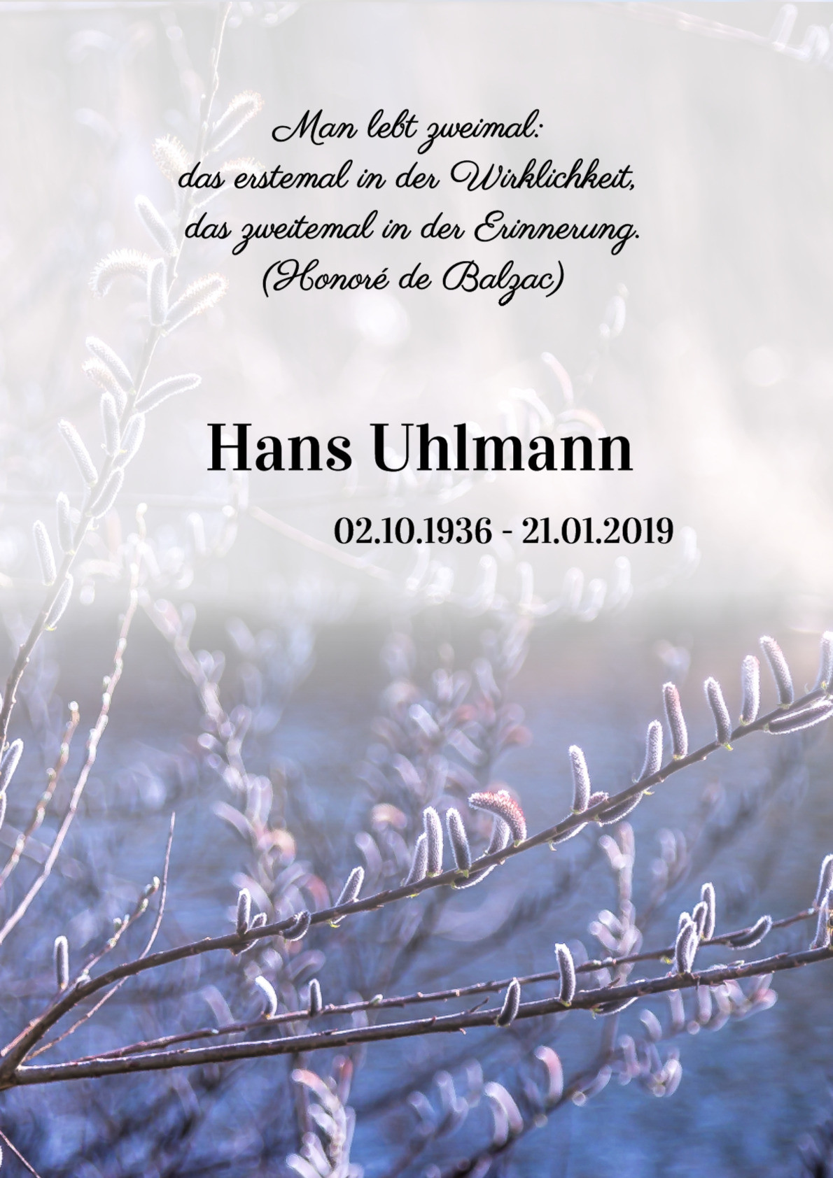 Traueranzeige von Hans Uhlmann