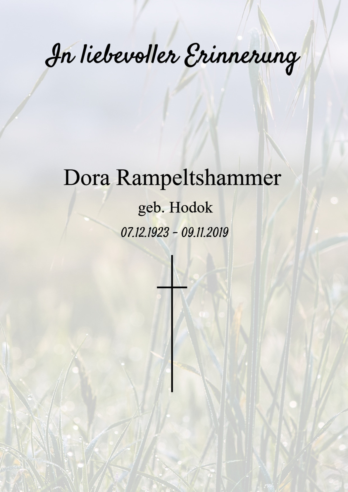 Traueranzeige von Dora Rampeltshammer