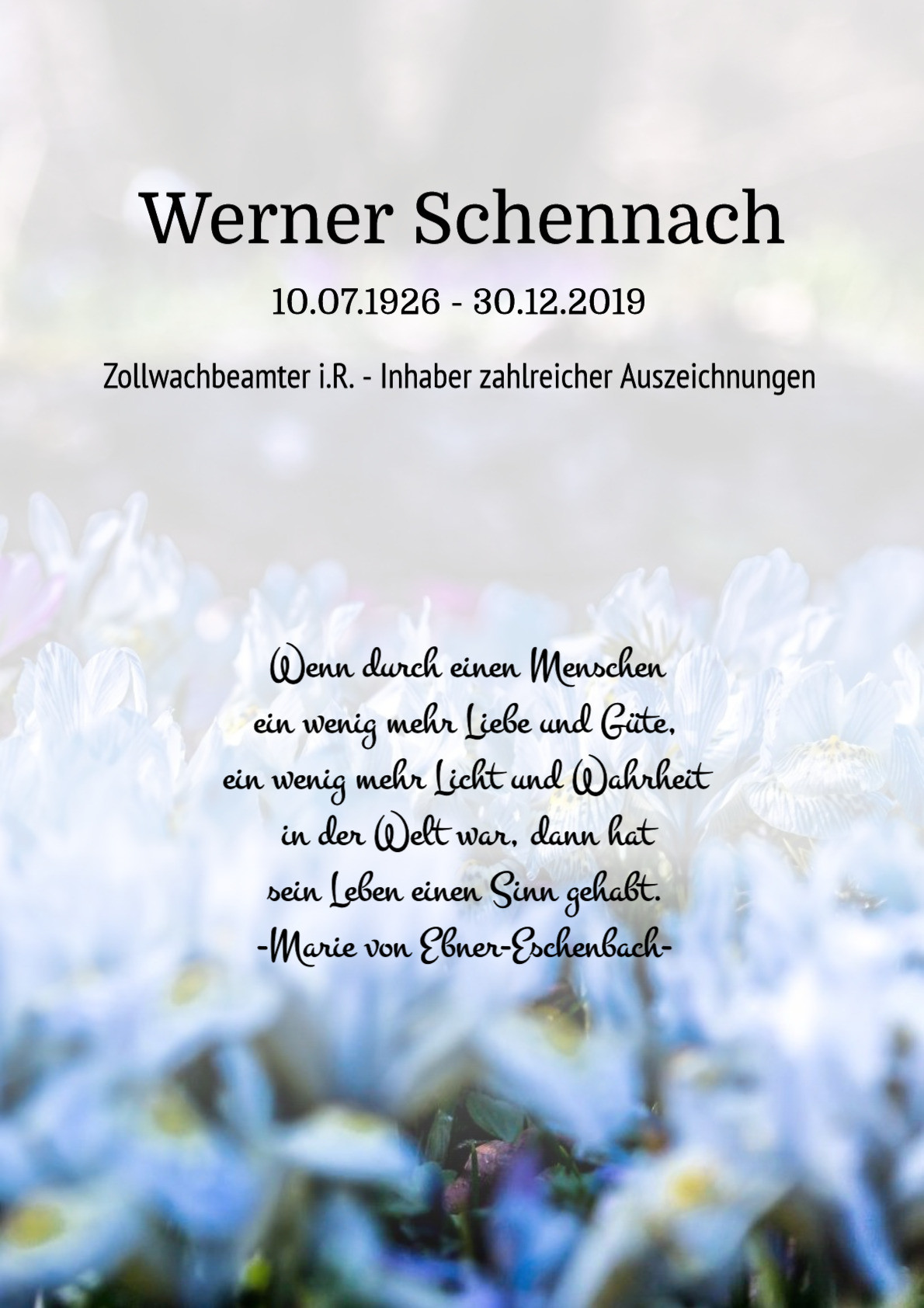 Traueranzeige von Werner Schennach