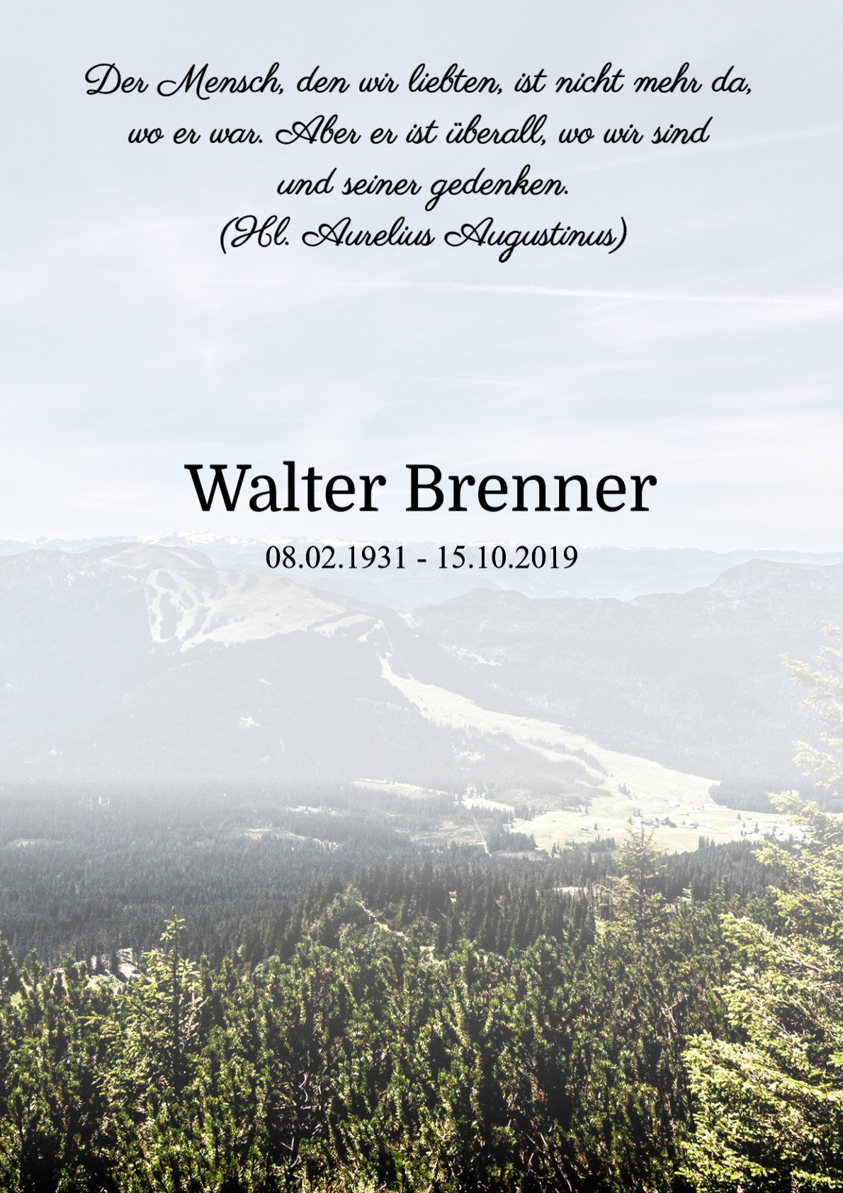 Traueranzeige von Walter Brenner