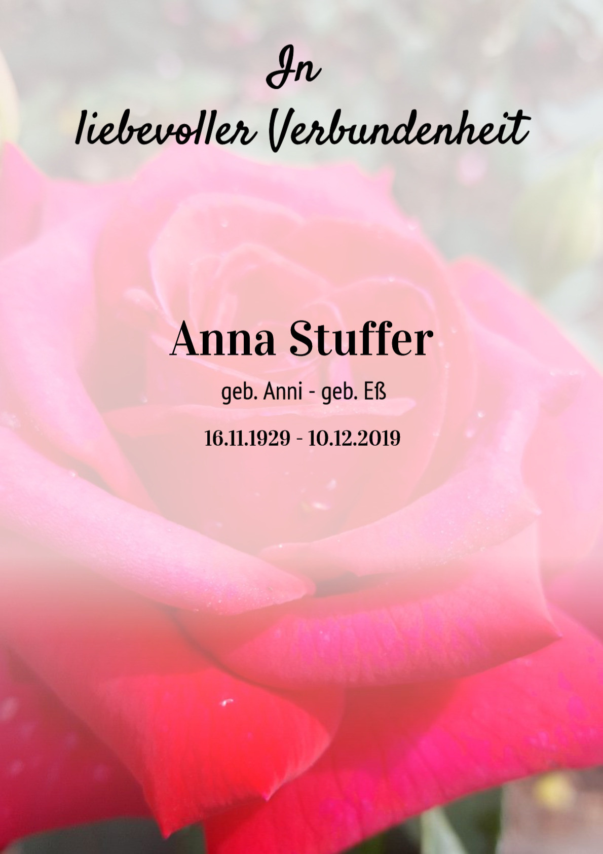 Traueranzeige von Anna Stuffer