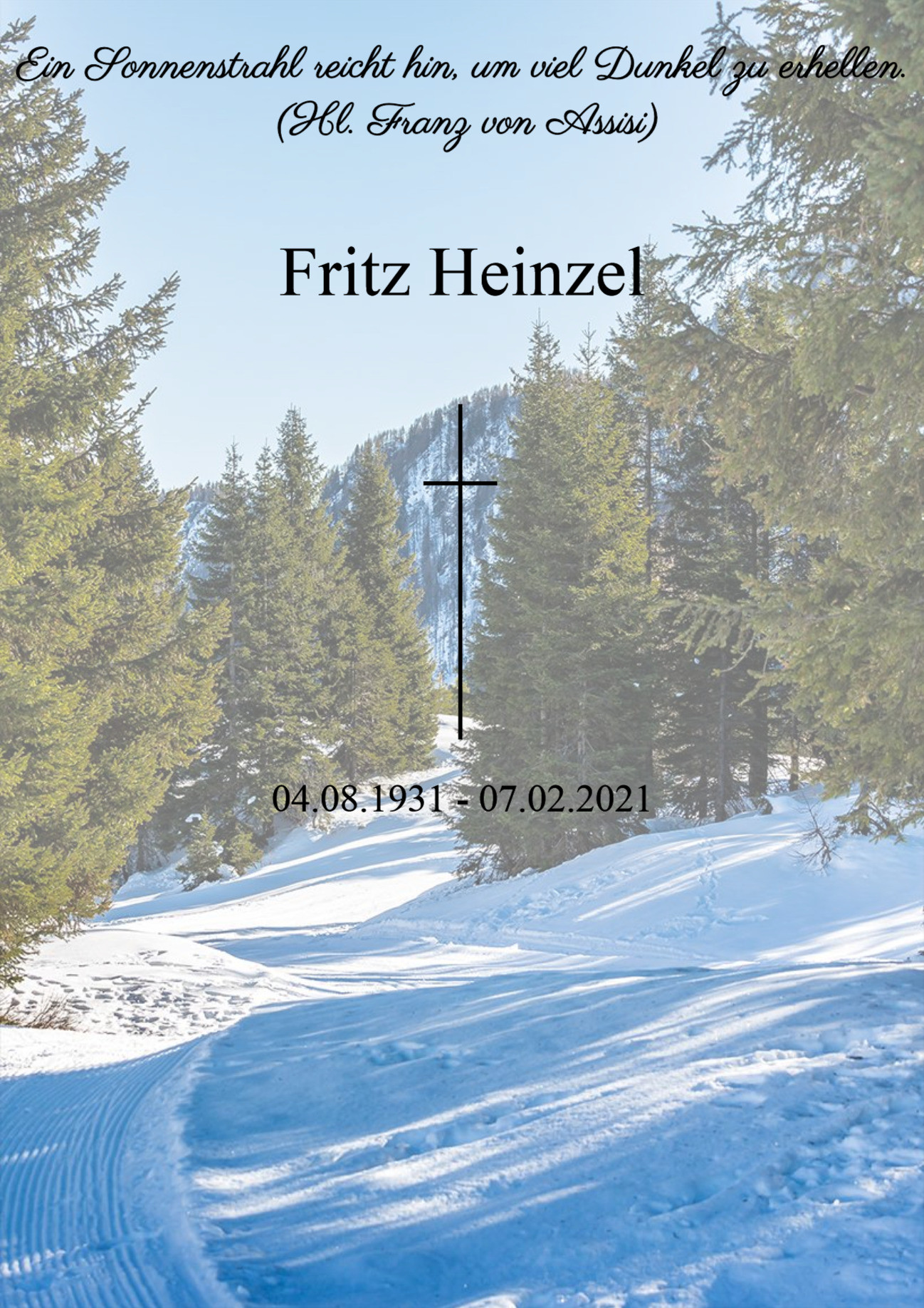 Traueranzeige von Fritz Heinzel