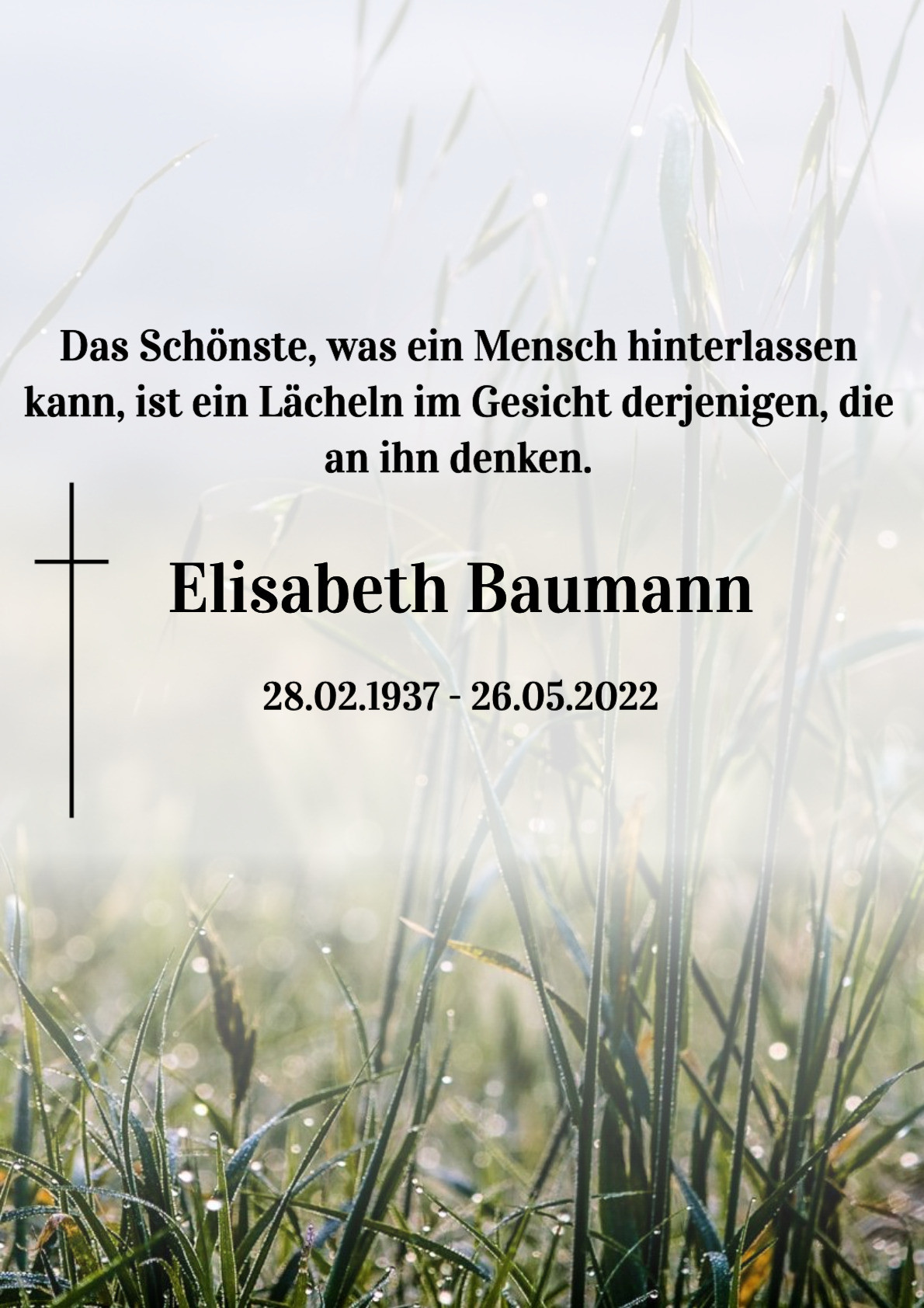 Traueranzeige von Elisabeth Baumann