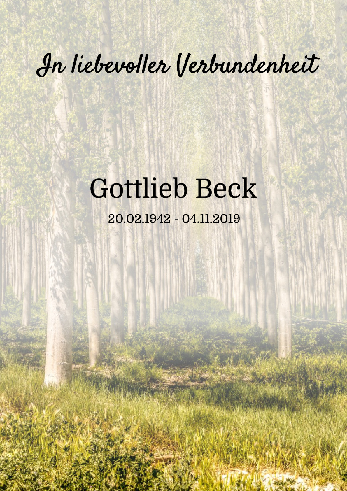 Traueranzeige von Gottlieb Beck